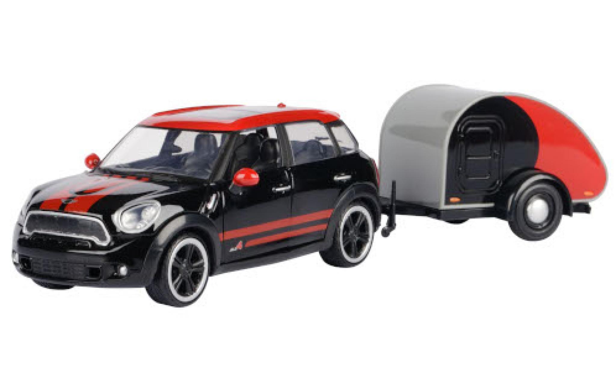 Mini Cooper 1/24 Motormax S All4 Countryman nero/rosso avec caravane modellino in miniatura