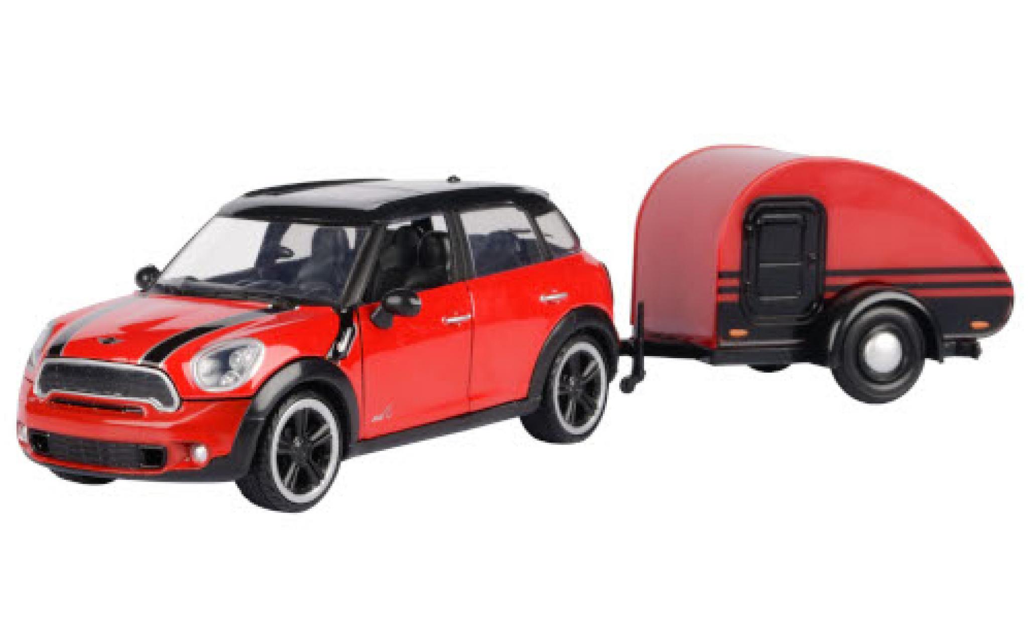 Mini Cooper 1/24 Motormax S Countryman rosso/nero avec caravane modellino in miniatura