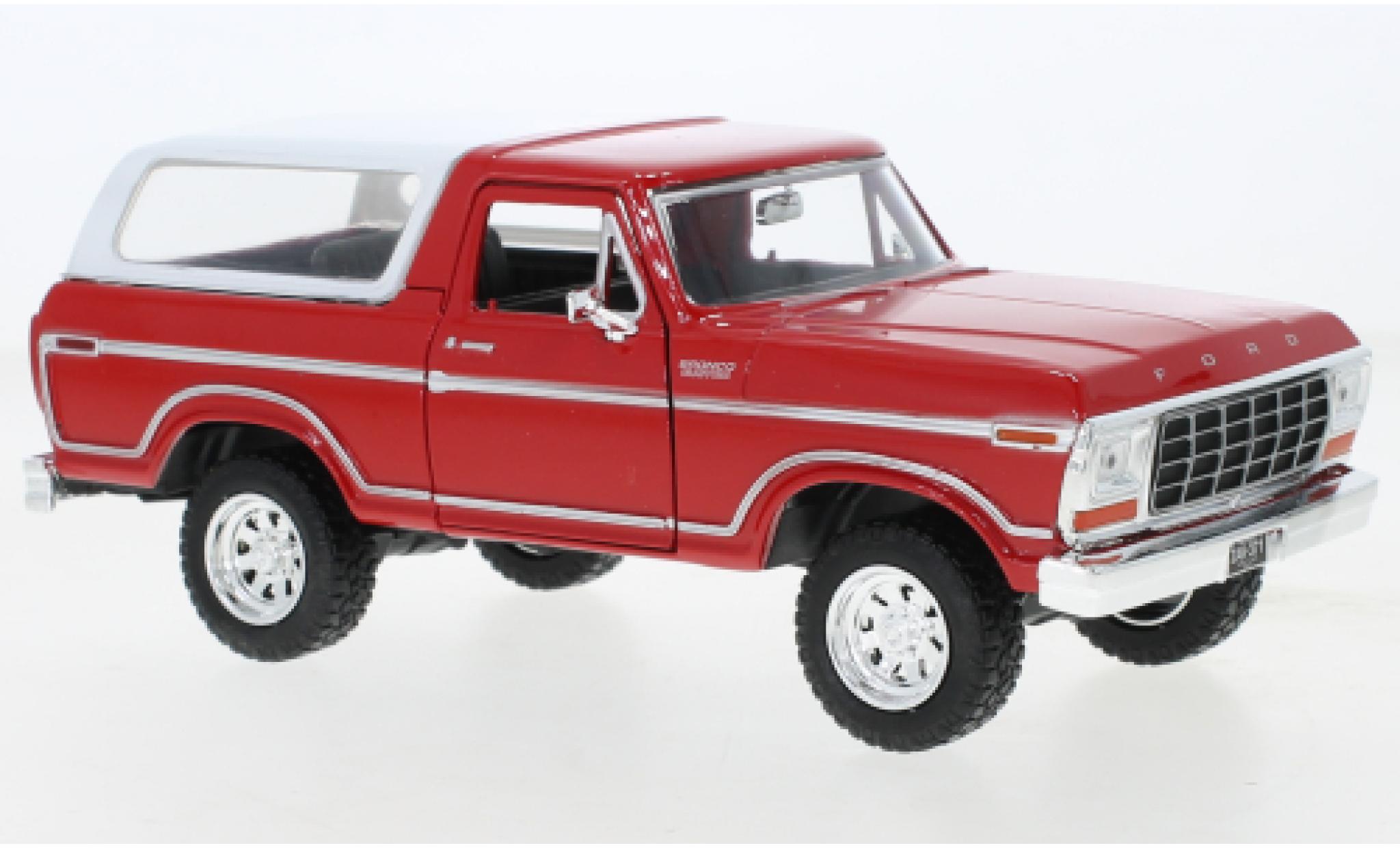 Ford Bronco 1/24 Motormax Custom rosso/bianco 1978 modellino in miniatura