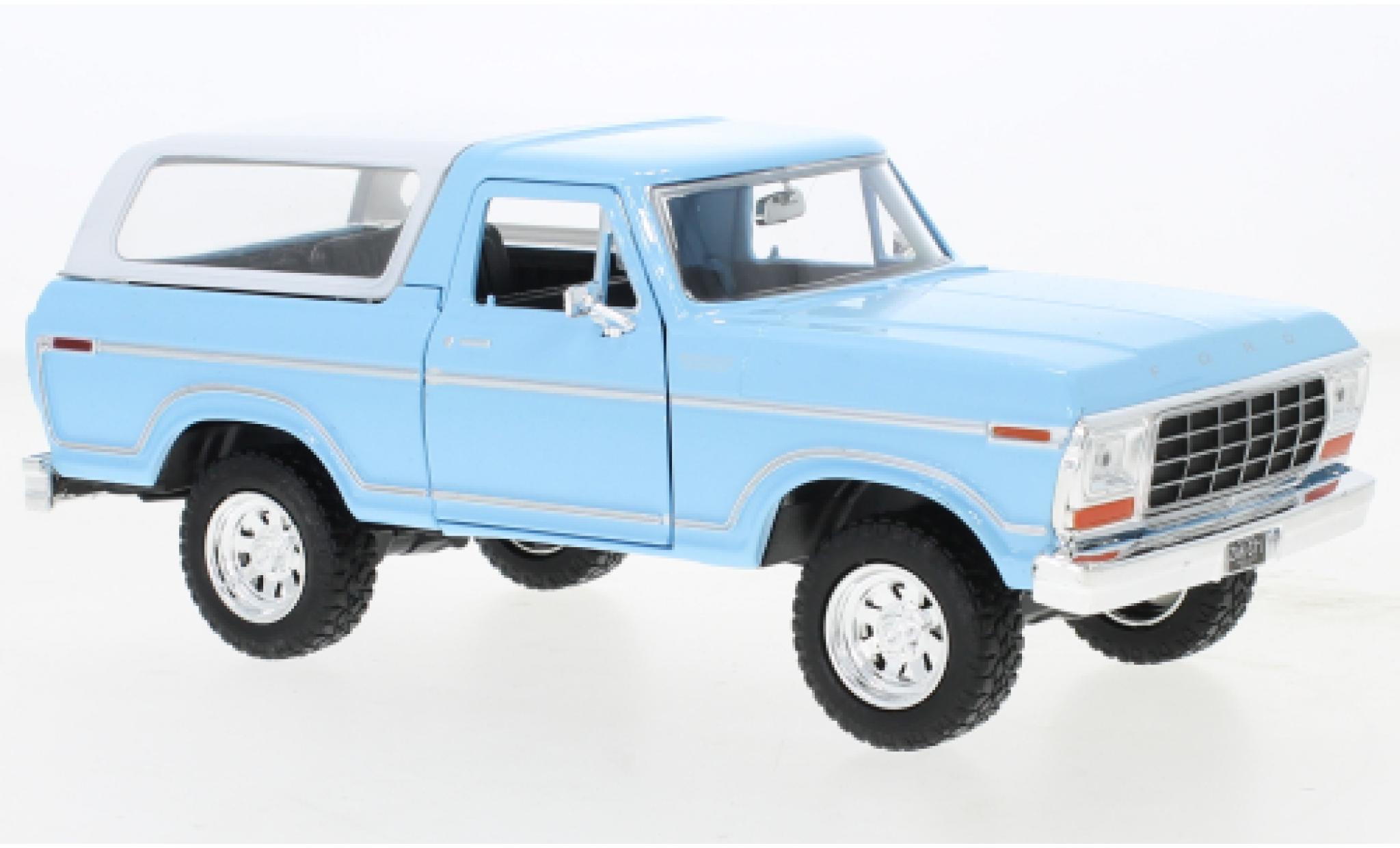 Ford Bronco 1/24 Motormax Ranger XLT blu/bianco 1978 modellino in miniatura