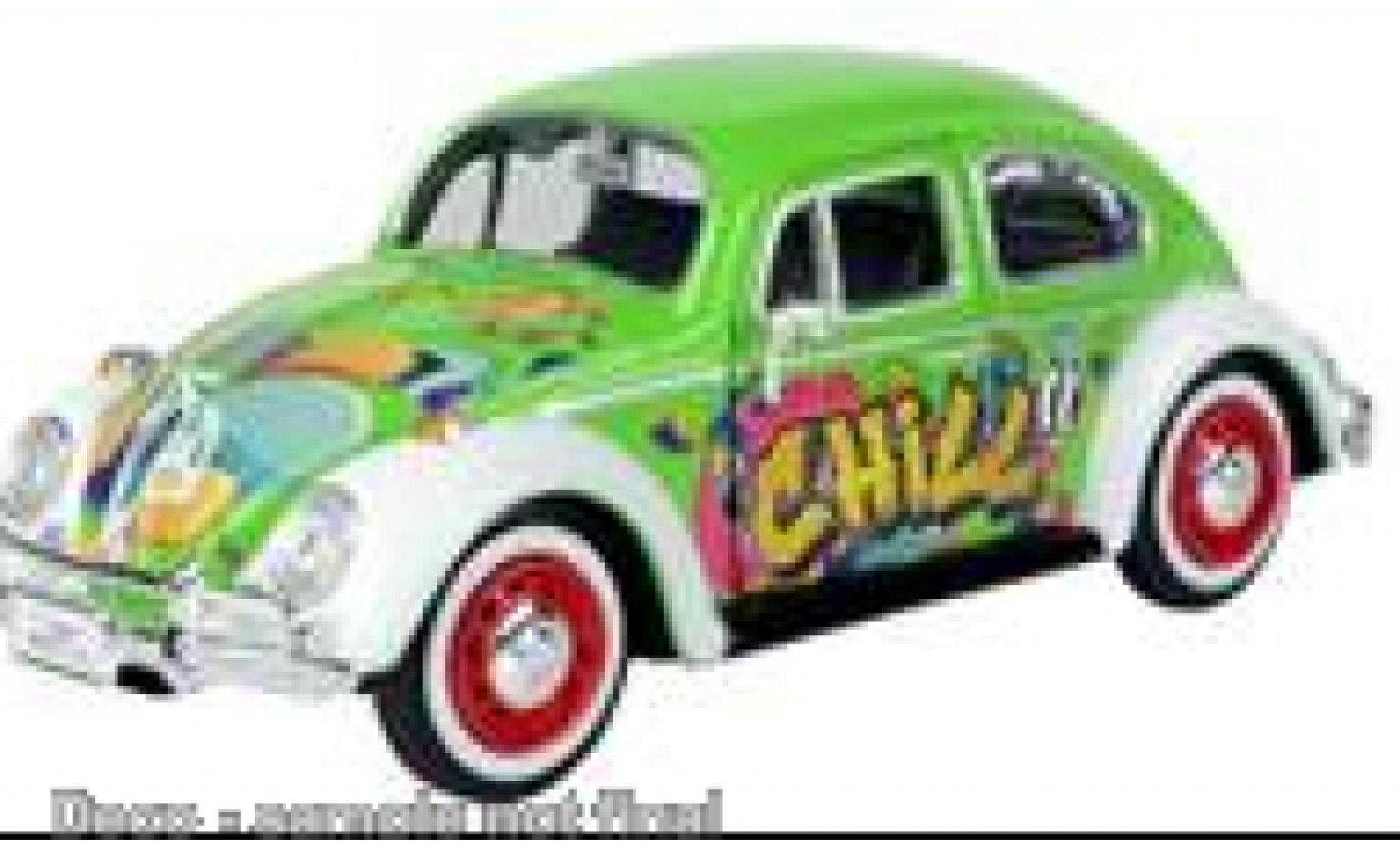 Volkswagen Beetle 1/24 Motormax vert/Décorer 1966 modellino in miniatura
