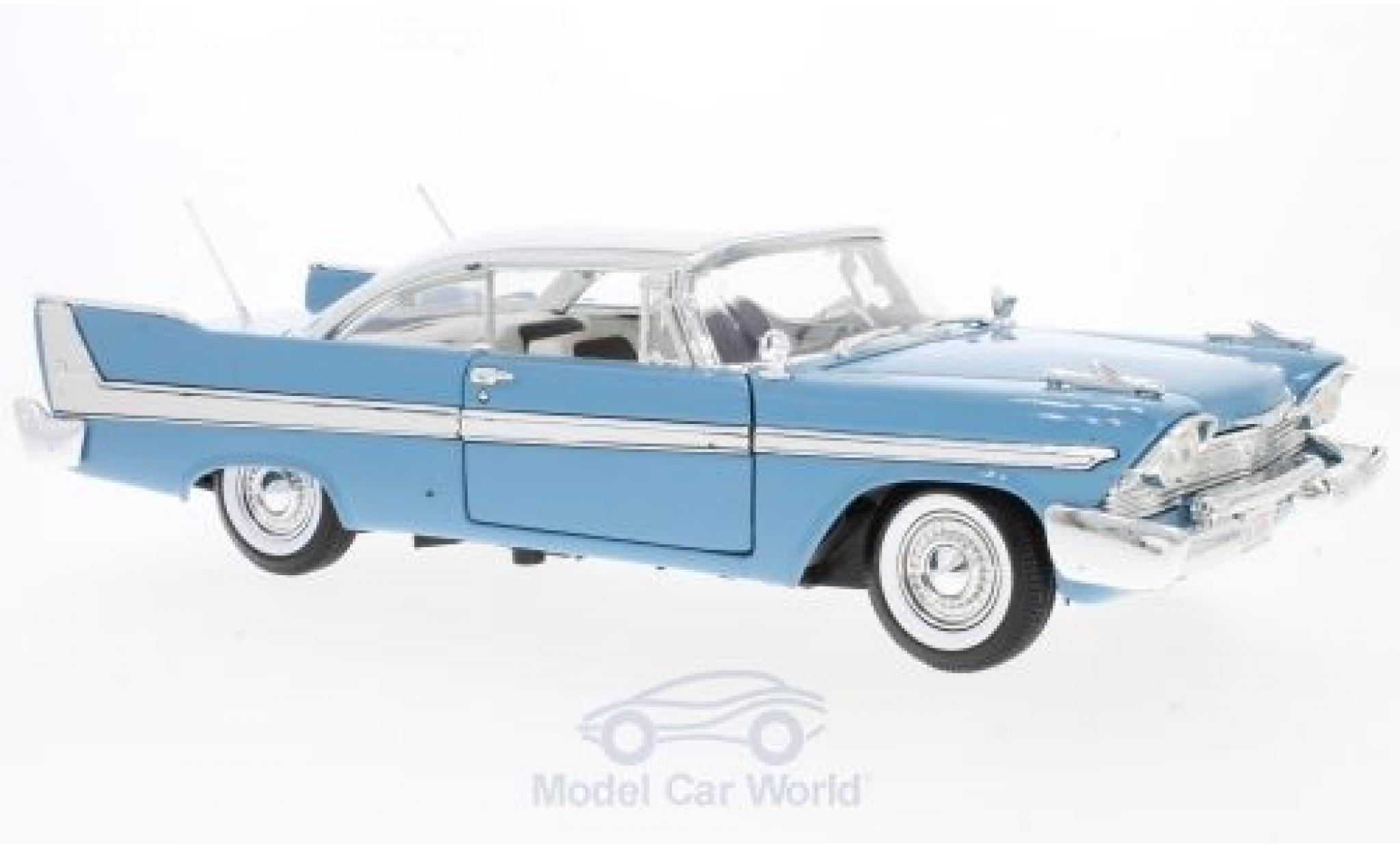Plymouth Fury 1/18 Motormax blu/bianco 1958 modellino in miniatura