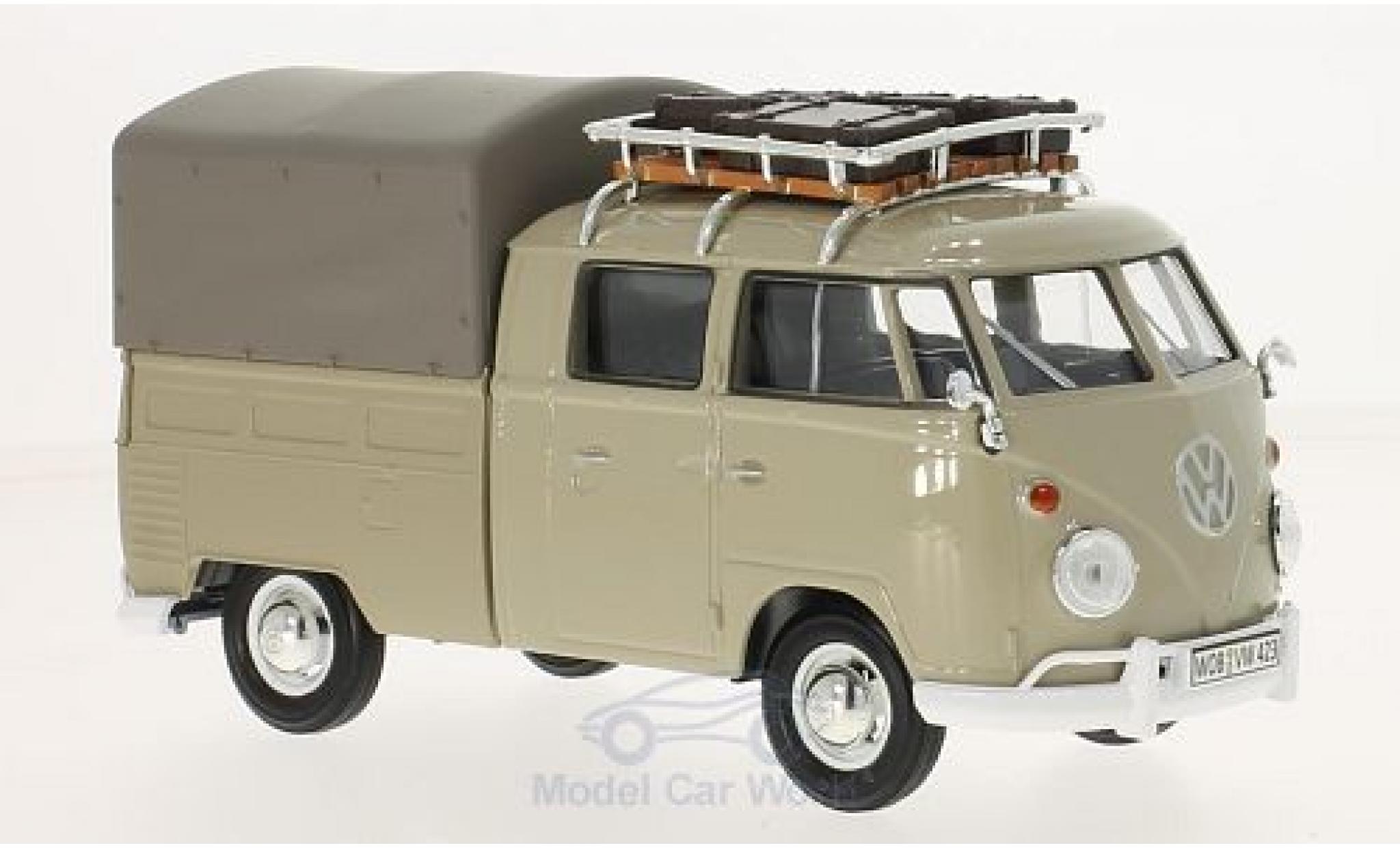 Volkswagen T1 B 1/24 Motormax beige Pick Up mit Dachgepäckträger und Plane modellino in miniatura
