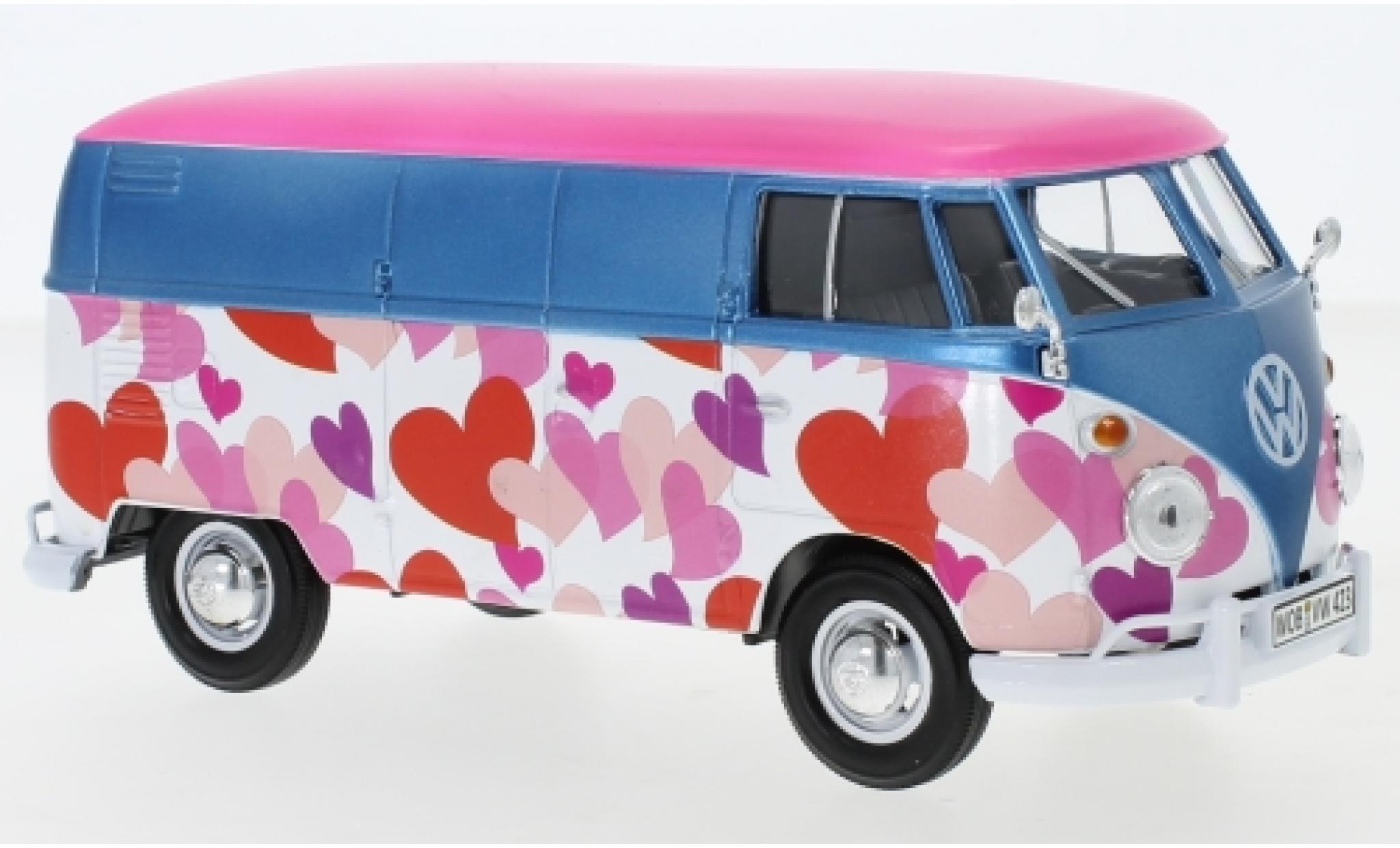 Volkswagen T1 1/24 Motormax Kasten metallico blu/Dekor modellino in miniatura