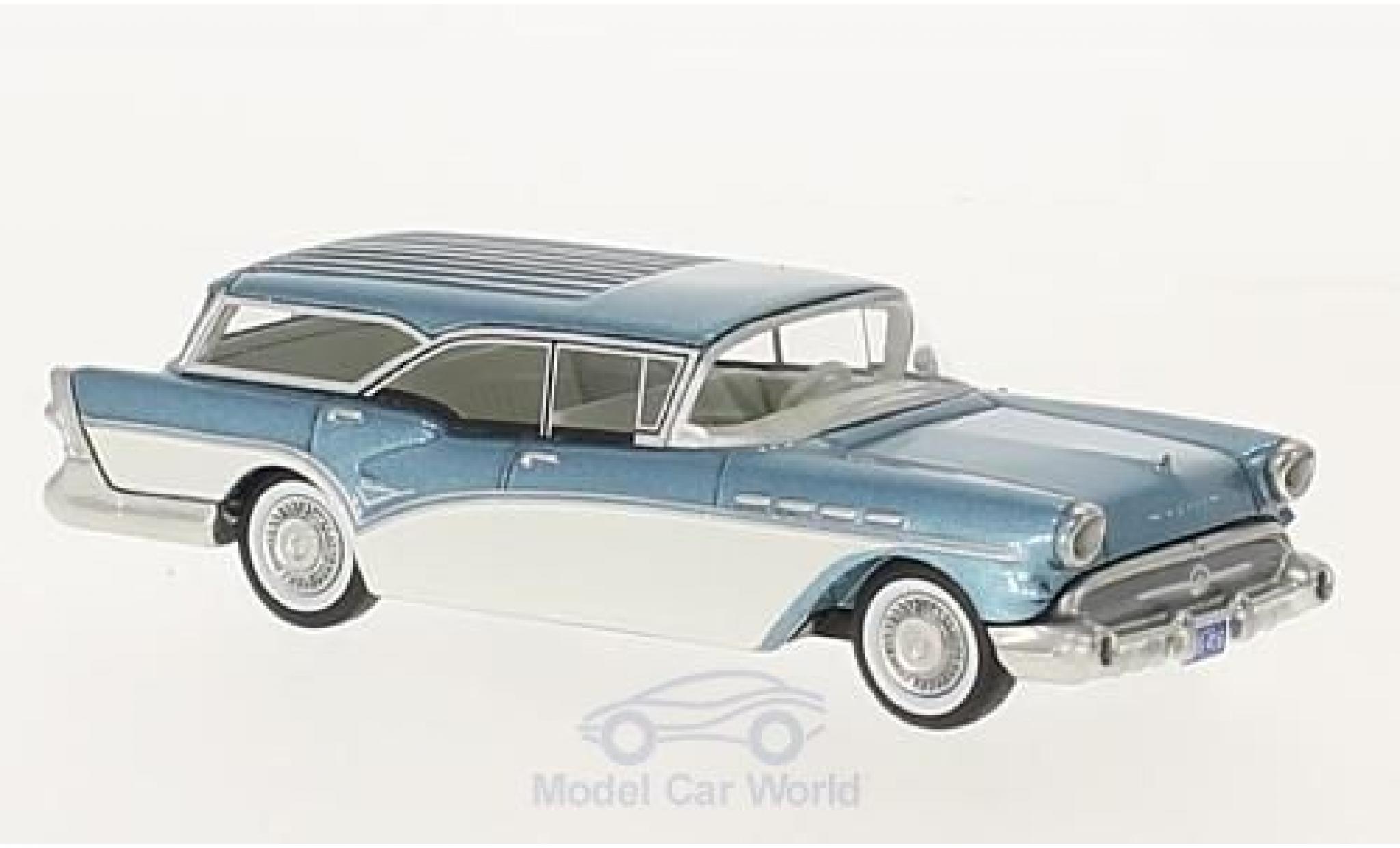 Buick Century 1/64 Neo Caballero Estate Wagon metallico blu/bianco 1957 modellino in miniatura