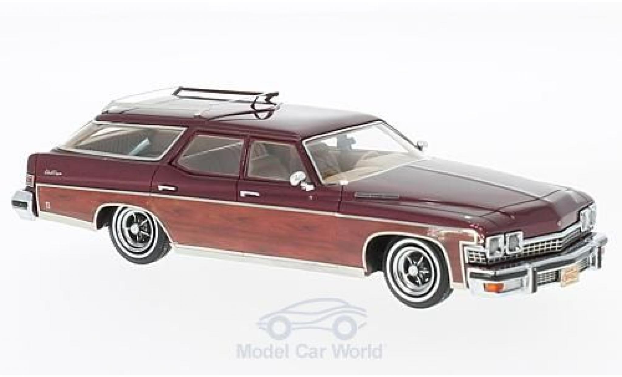 Buick Le Sabre 1/43 Neo Estate Wagon metallico rosso/Holzoptik 1974 modellino in miniatura