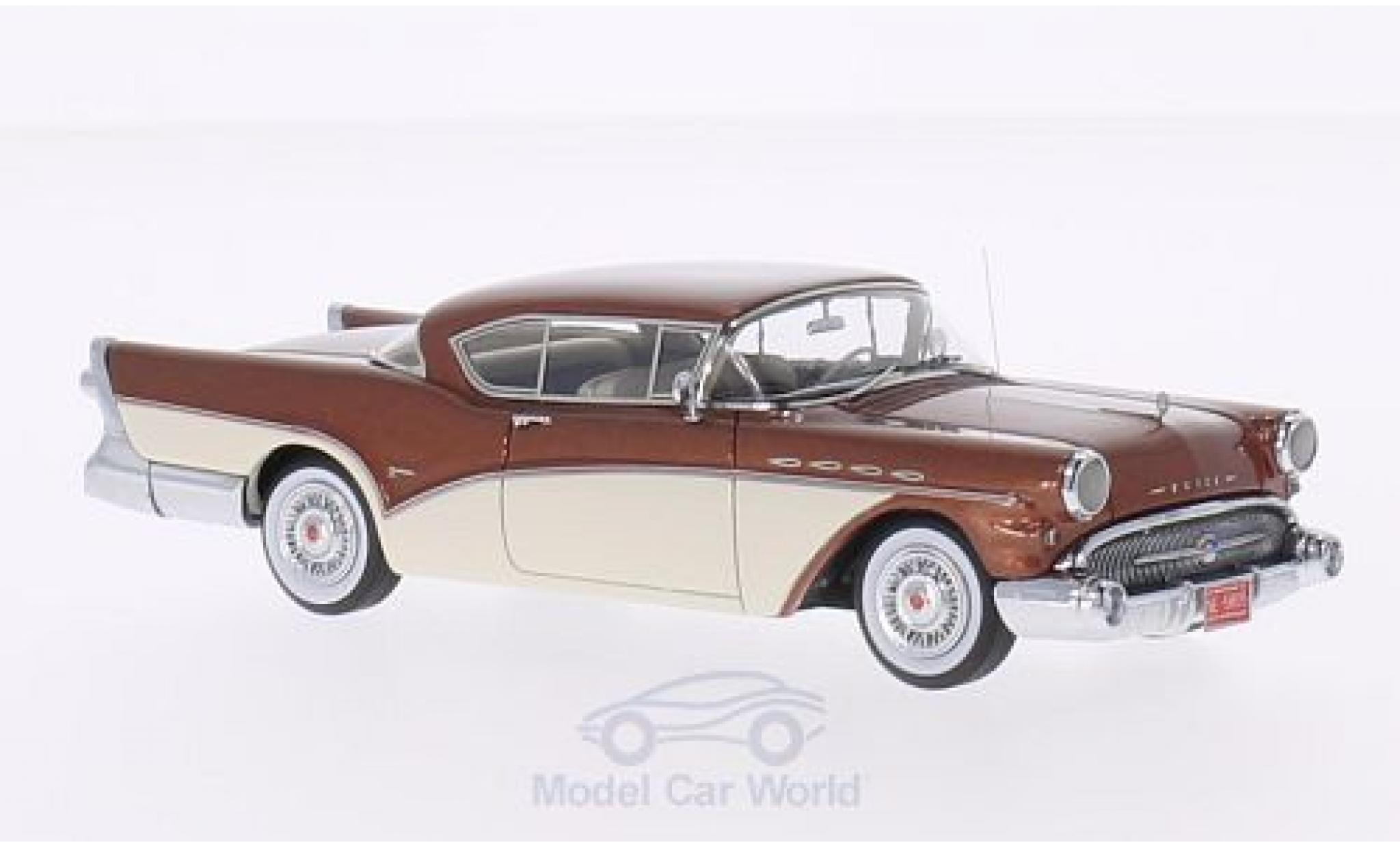 Buick Roadmaster 1/43 Neo Hardtop Coupe metallico marroneee/bianco 1957 modellino in miniatura
