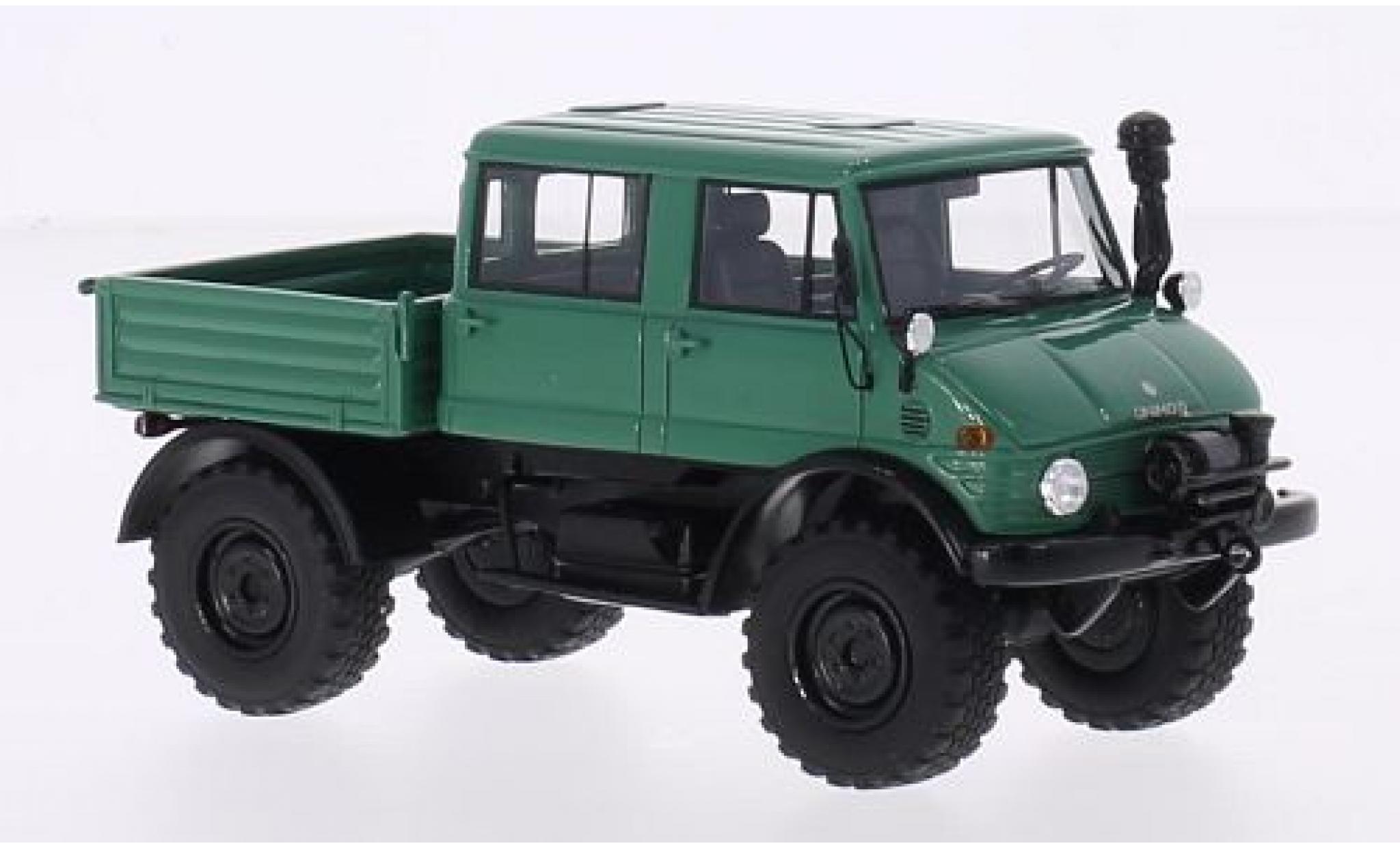 Mercedes Unimog 1/43 Neo U416 Doppelkabine verde 1977 modellino in miniatura