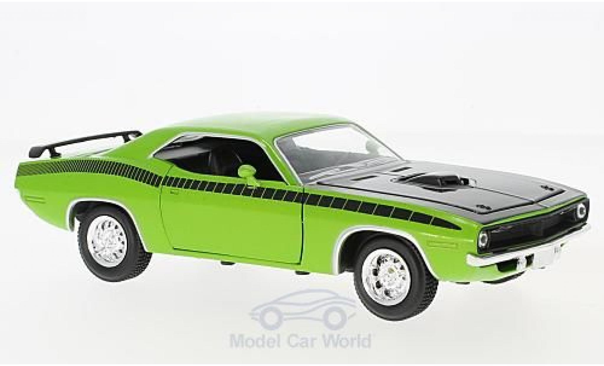 Plymouth Cuda 1/18 New Ray verde/nero 1970 modellino in miniatura