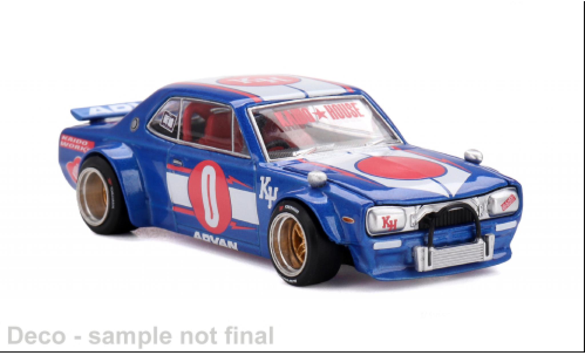 Nissan Skyline 1/64 Mini GT GT-R (KPGC10) blau/Dekor 1969 1:64 modellini auto