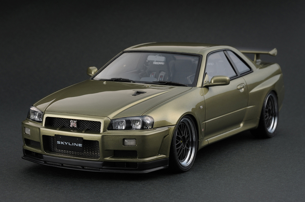 Nissan Skyline R34 1/18 Ignition Model R34 GTR V-spec II Millennium Jade IG0163 modellino in miniatura