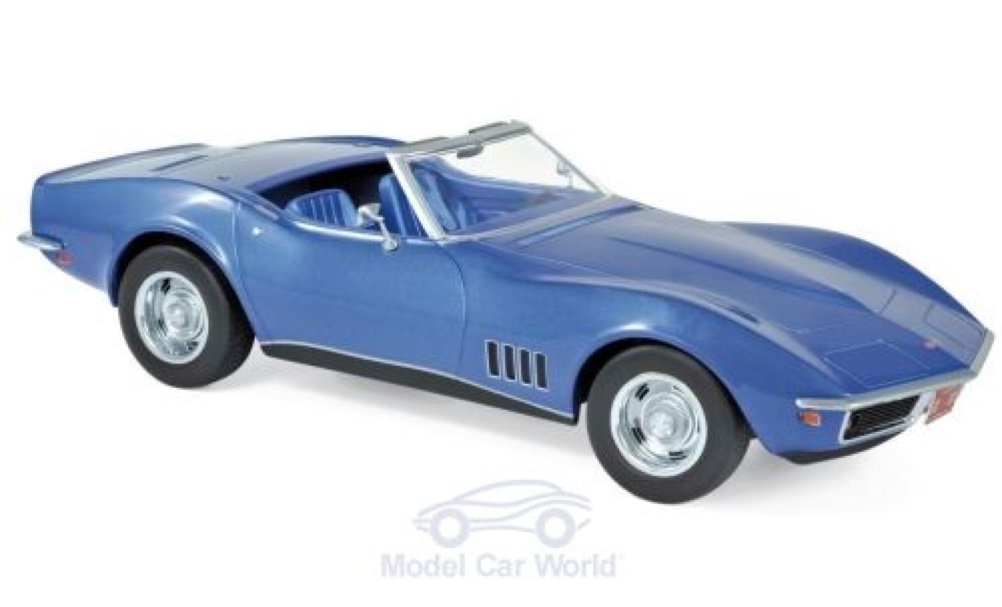 Chevrolet Corvette 1/18 Norev C3 Convertibile metallico blu 1969 modellino in miniatura