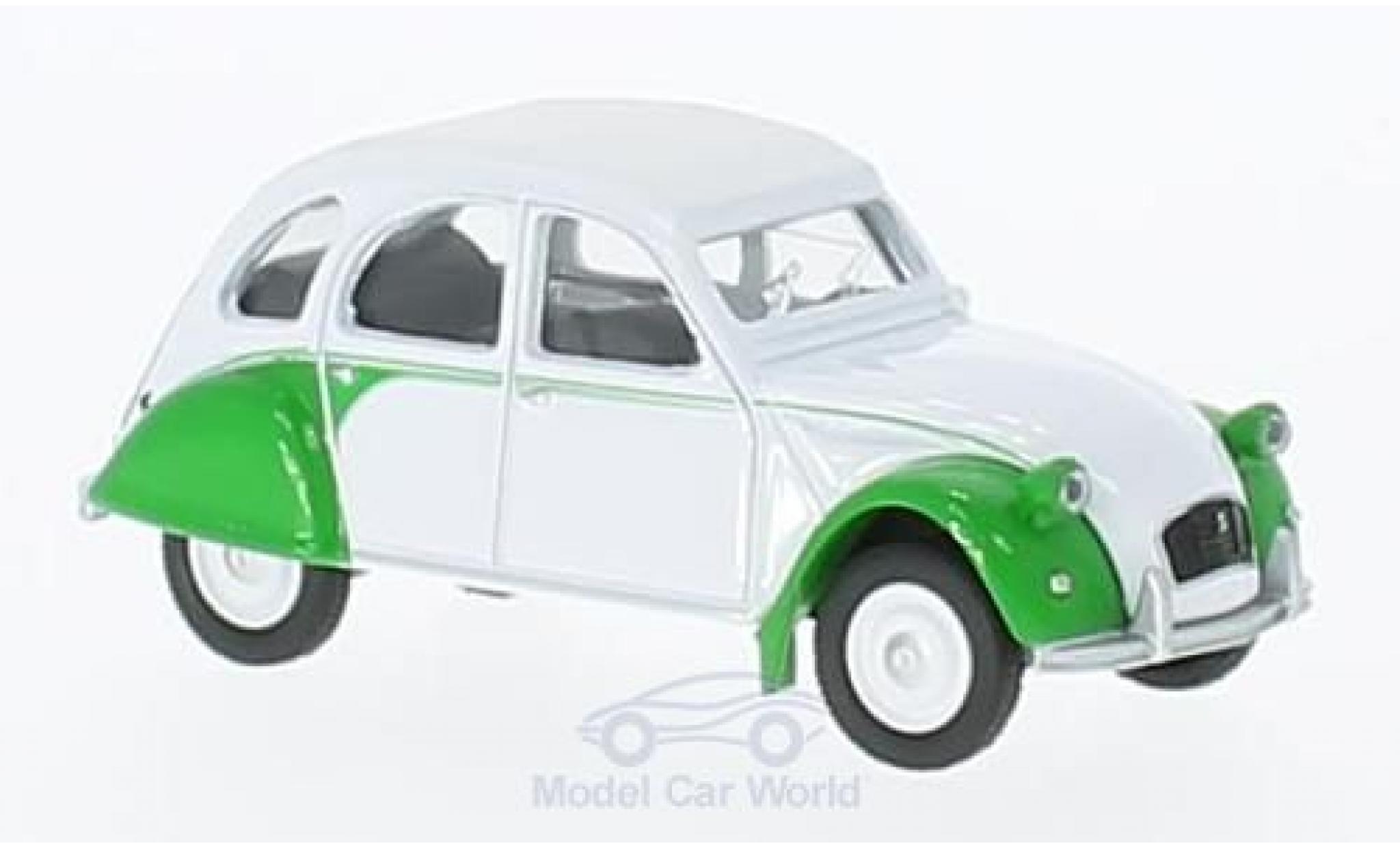 Citroen 2CV 1/64 Norev Dolly bianco/verde 1986 modellino in miniatura
