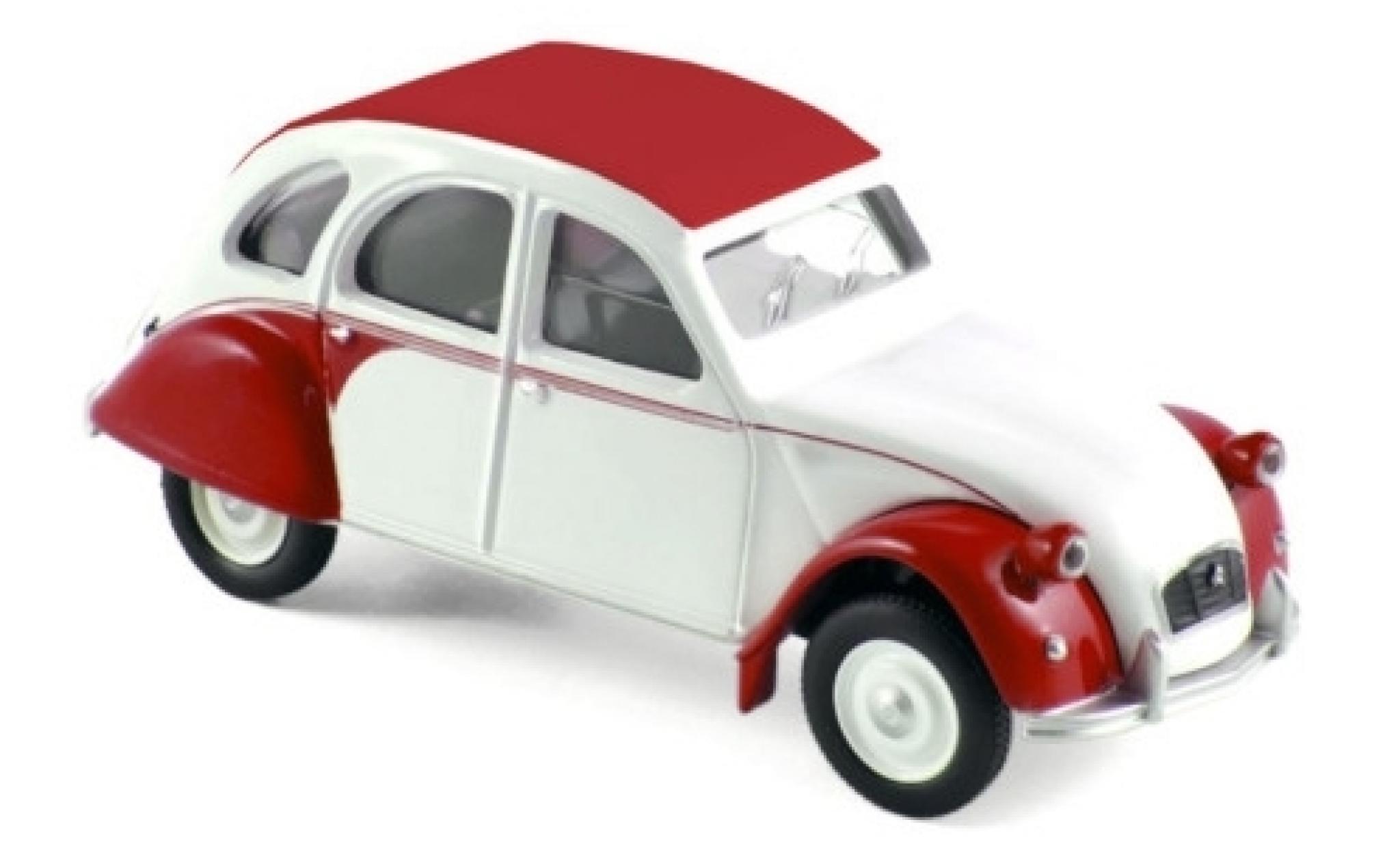Citroen 2CV 1/64 Norev Dolly bianco/rosso 1986 modellino in miniatura
