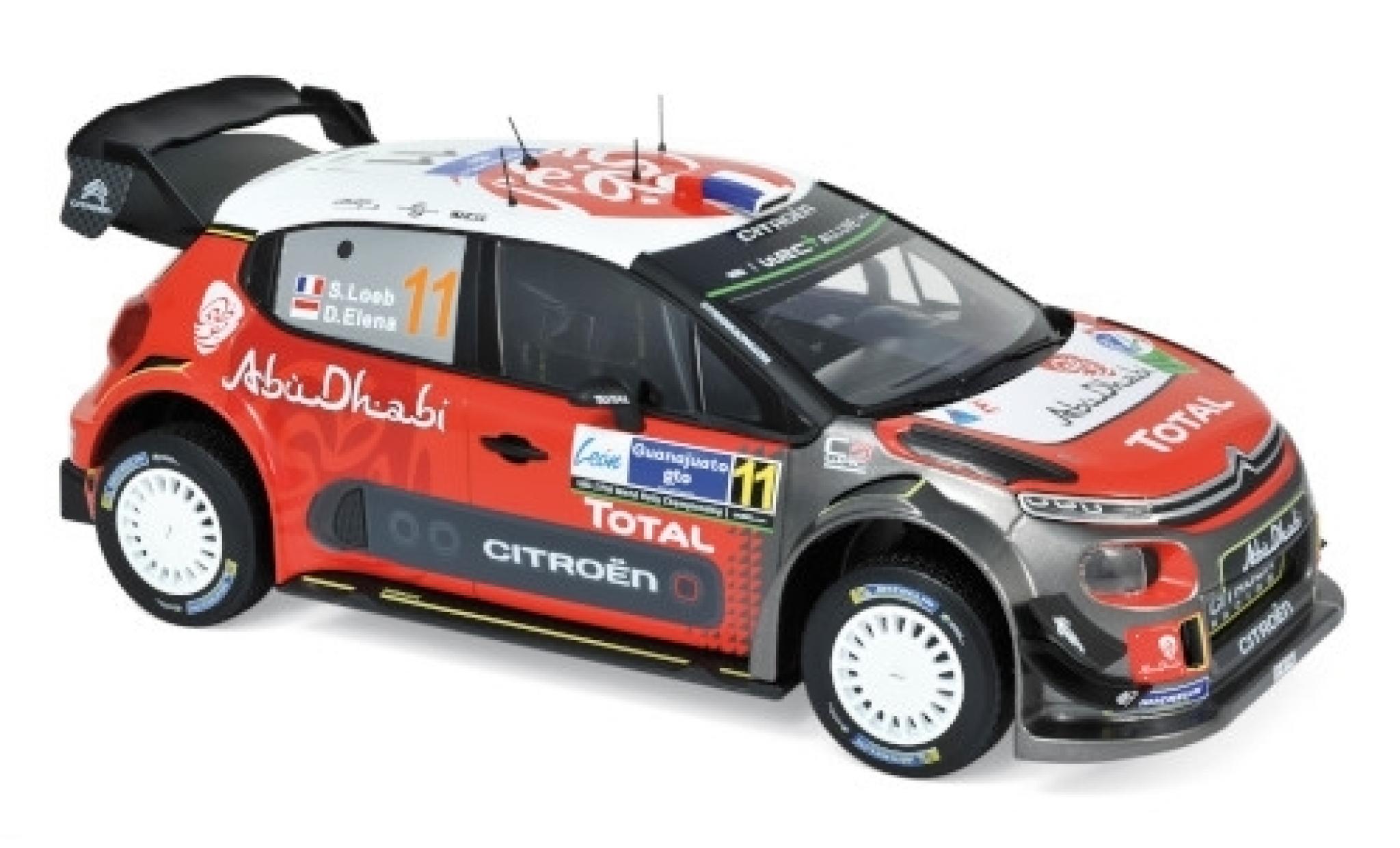 Citroen C3 1/18 Norev WRC No.11 Rallye WM Rallye Mexico 2018 S.Loeb/D.Elena modellino in miniatura