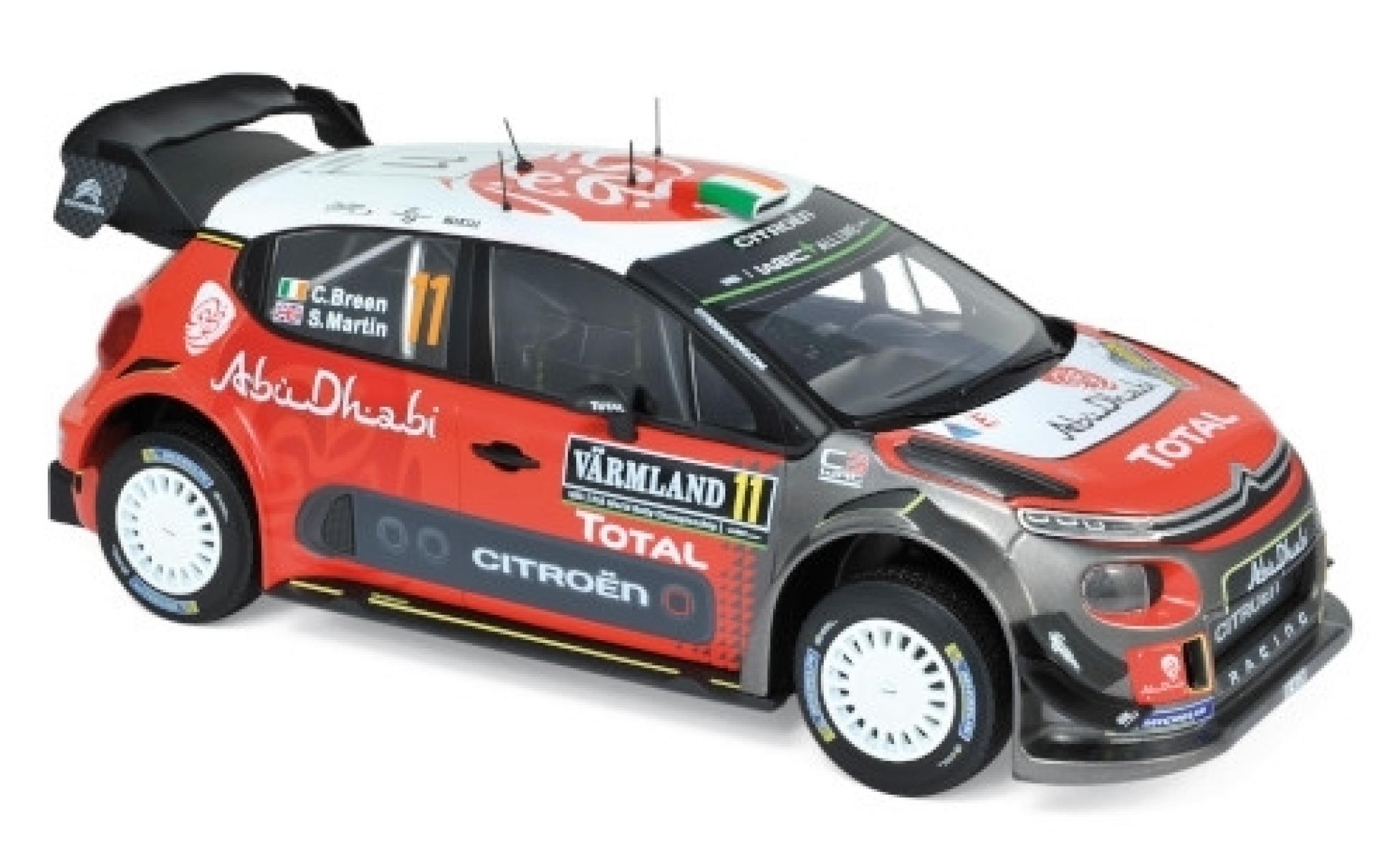 Citroen C3 1/18 Norev WRC No.11 Rallye WM Rallye Schweden 2018 C.Breen/S.Martin modellino in miniatura