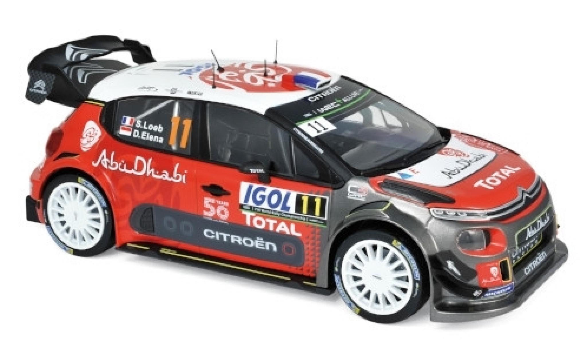 Citroen C3 1/18 Norev WRC No.11 Rallye WM Rallye Tour de Corse 2018 S.Loeb/D.Elena modellino in miniatura