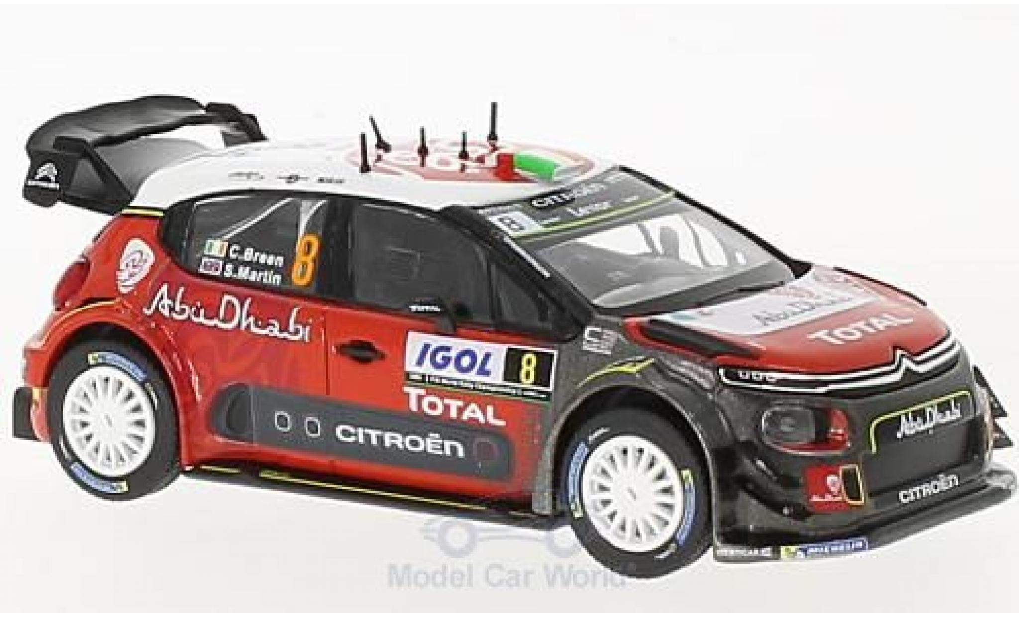 Citroen C3 1/43 Norev WRC No.8 WRC Rallye Tour de Corse 2017 C.Breen/S.Martin modellino in miniatura