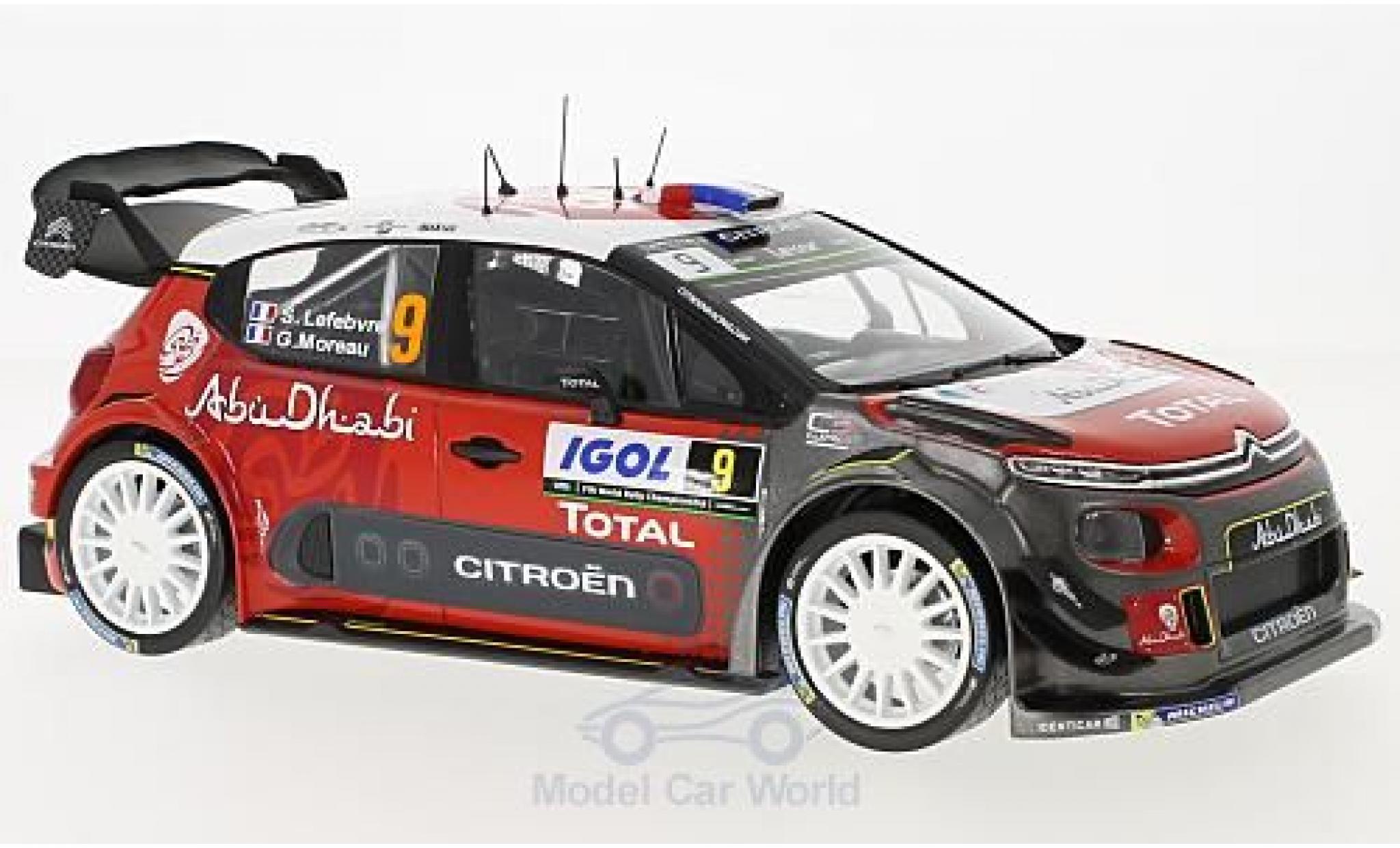 Citroen C3 1/18 Norev WRC No.9 Rallye WM Tour de Corse 2017 S.Lefebvre/G.Moreau modellino in miniatura