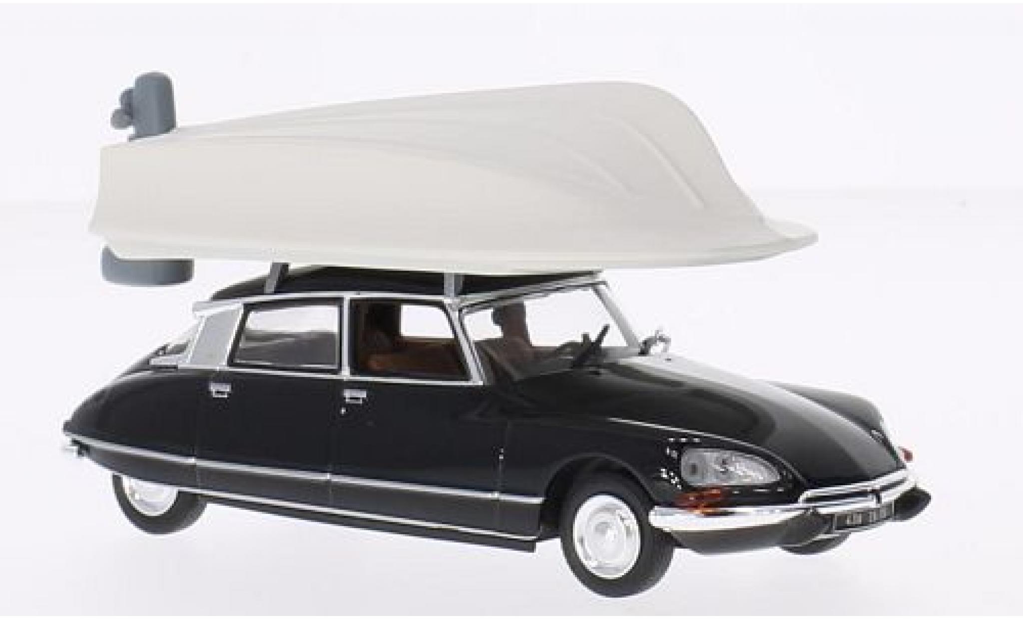 Citroen DS 1/43 Norev 21 Pallas nero 1972 avec bateau sur Rack de toit modellino in miniatura