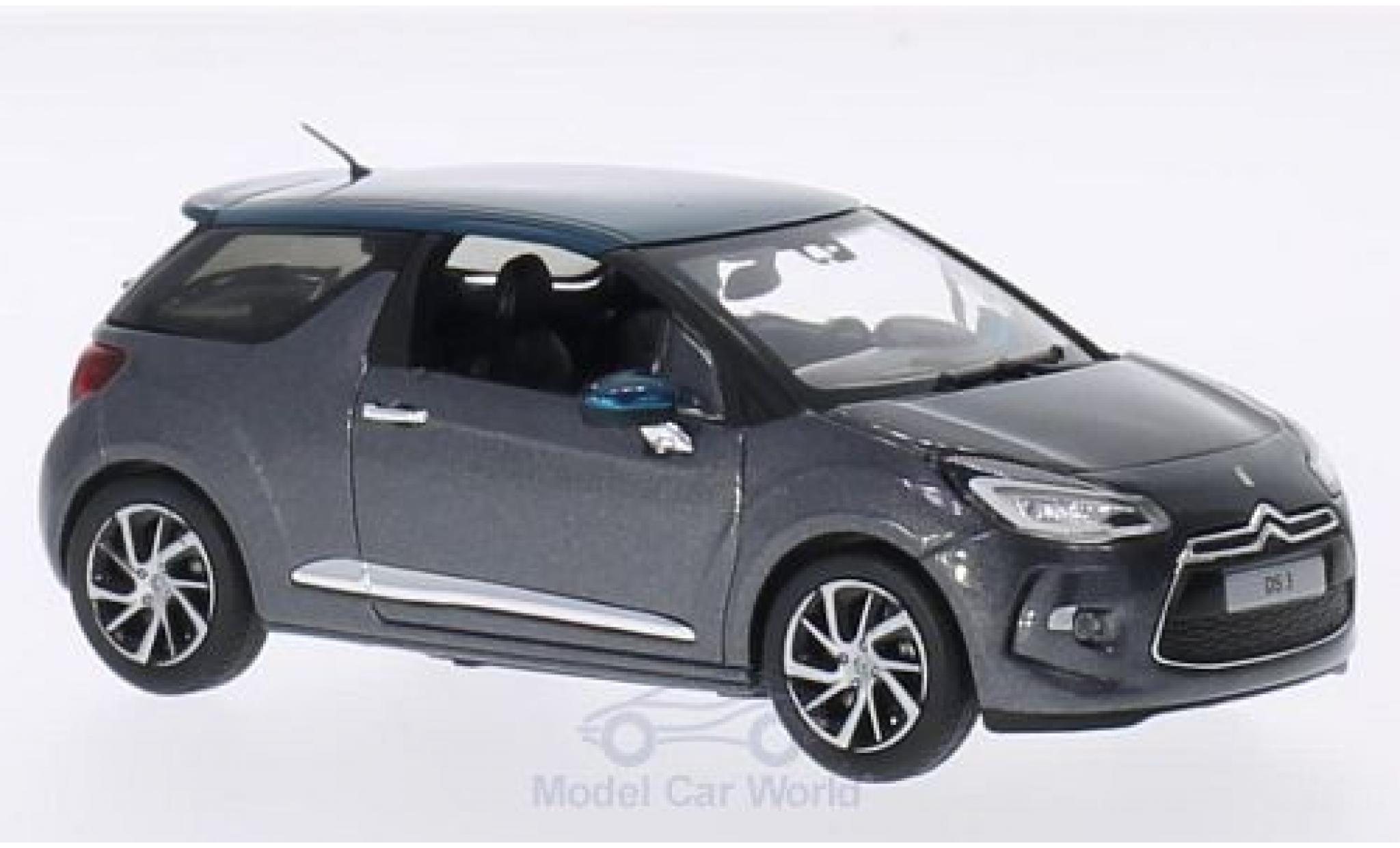 DS Automobiles DS3 1/43 Norev Citroen metallico grigio/metallico verde 2015 modellino in miniatura