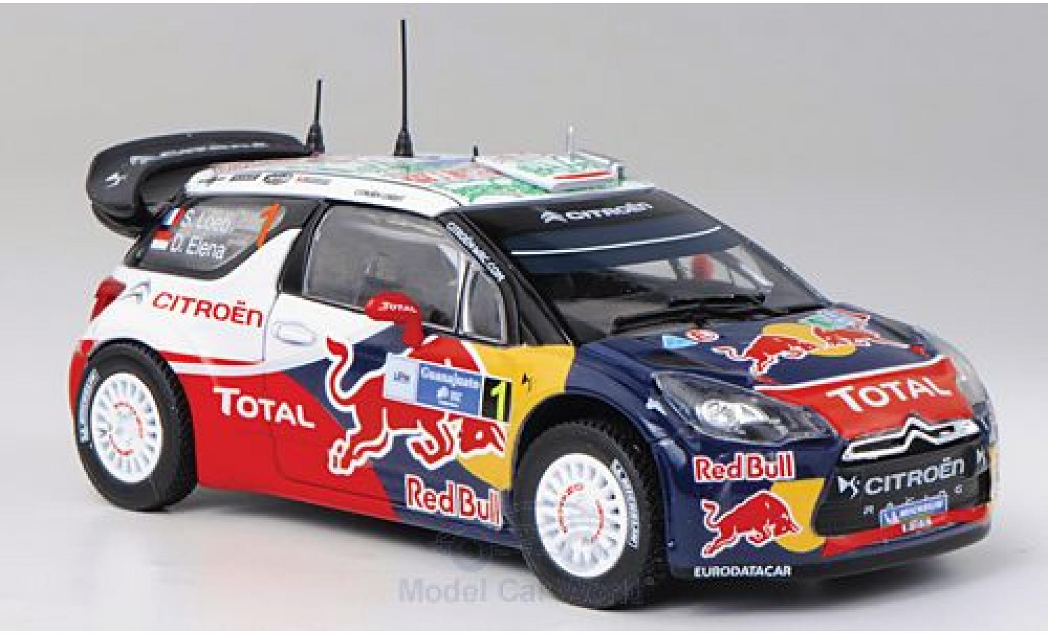 DS Automobiles DS3 1/43 Norev Citroen WRC No.1 Red Bull Total Rallye Mexico 2011 S.Loeb/D.Elena modellino in miniatura