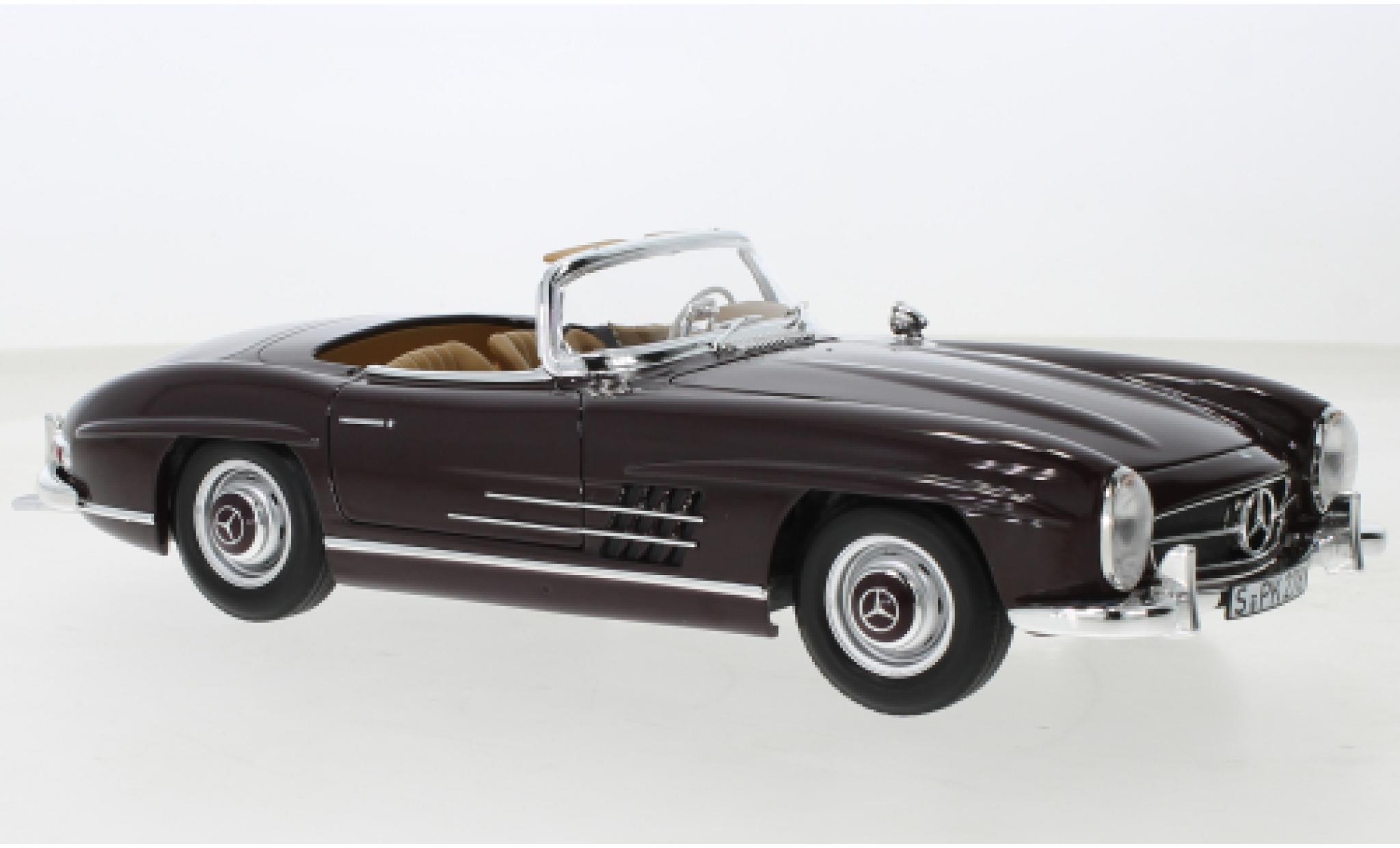 Mercedes 300 1/18 Norev SL Roadster (W198 II) rosso foncé 1957 modellino in miniatura