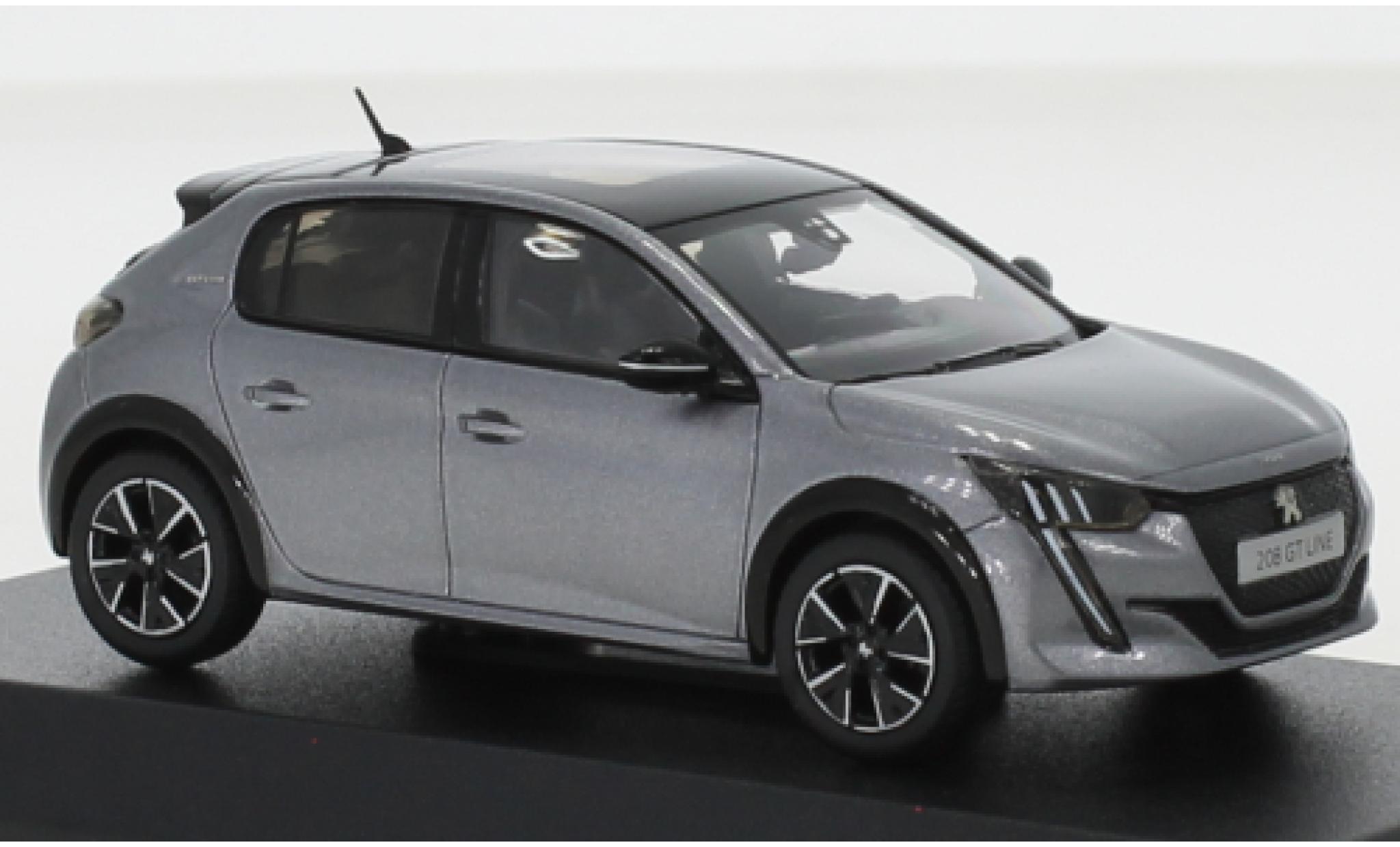 Peugeot 208 1/43 Norev GT Line metallise grigio/nero 2019 modellino in miniatura