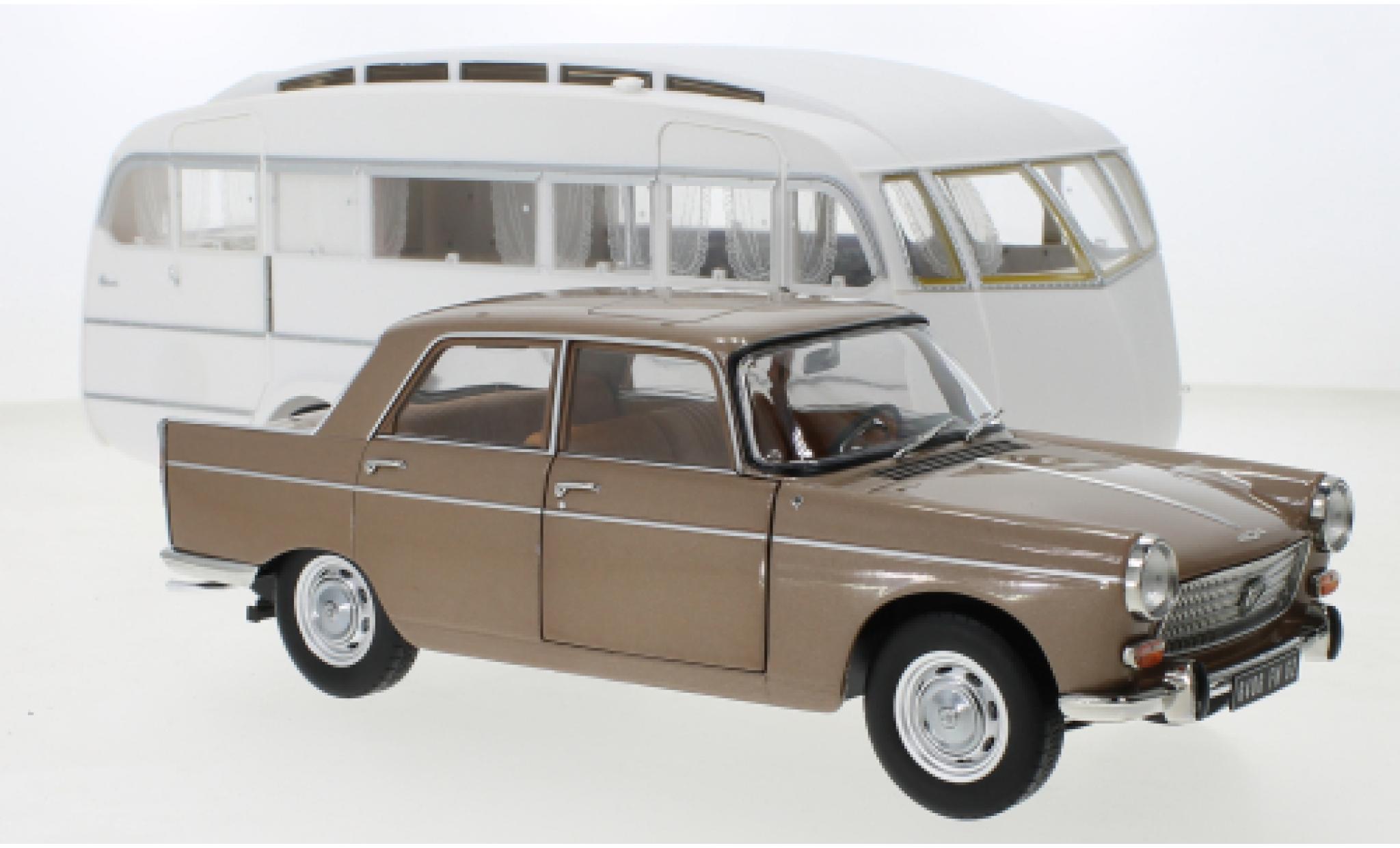 Peugeot 404 1/18 Norev metallise marroneee 1965 modellino in miniatura