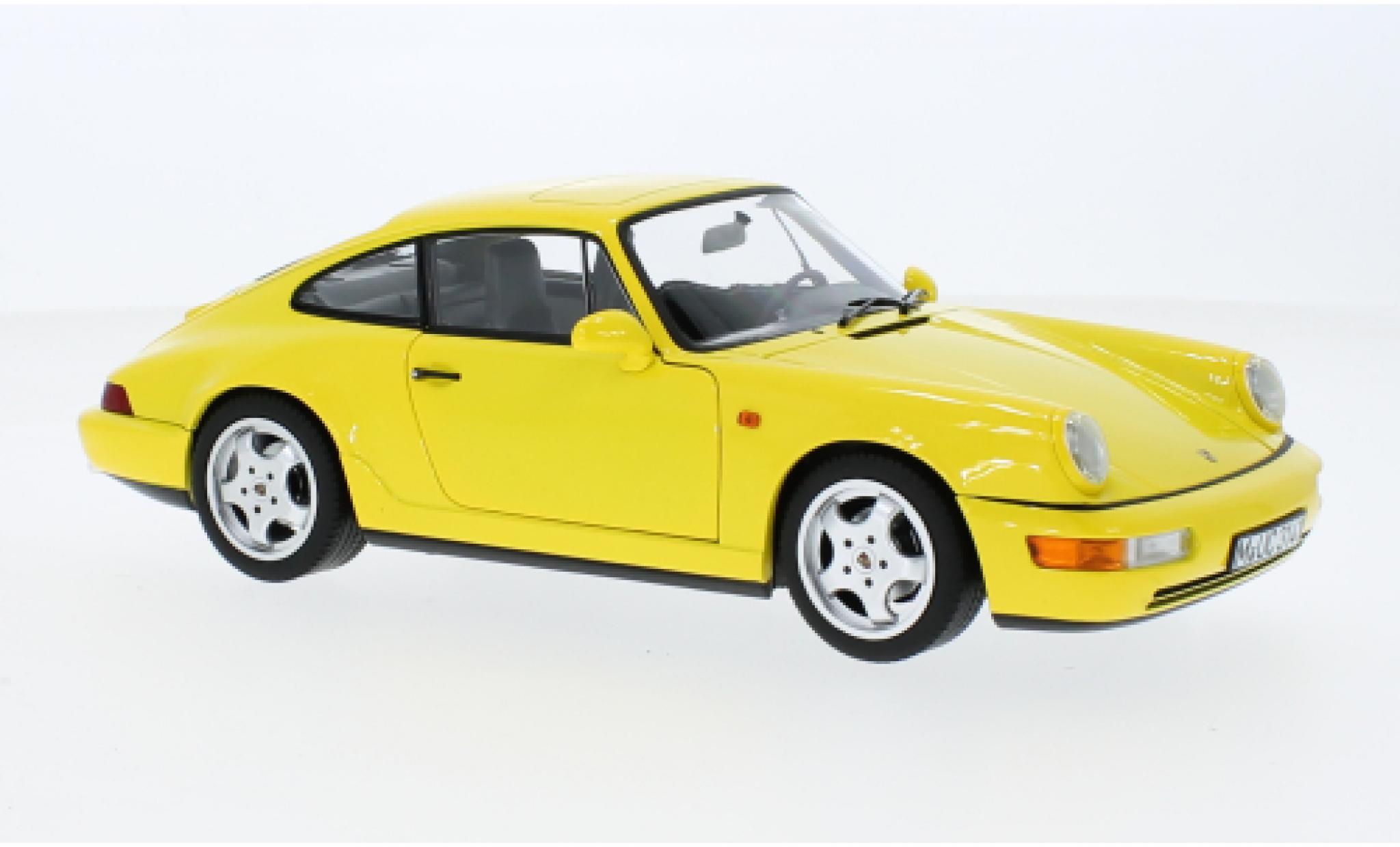 Porsche 964 1/18 Norev 911  Carrera 2 giallo 1990 modellino in miniatura