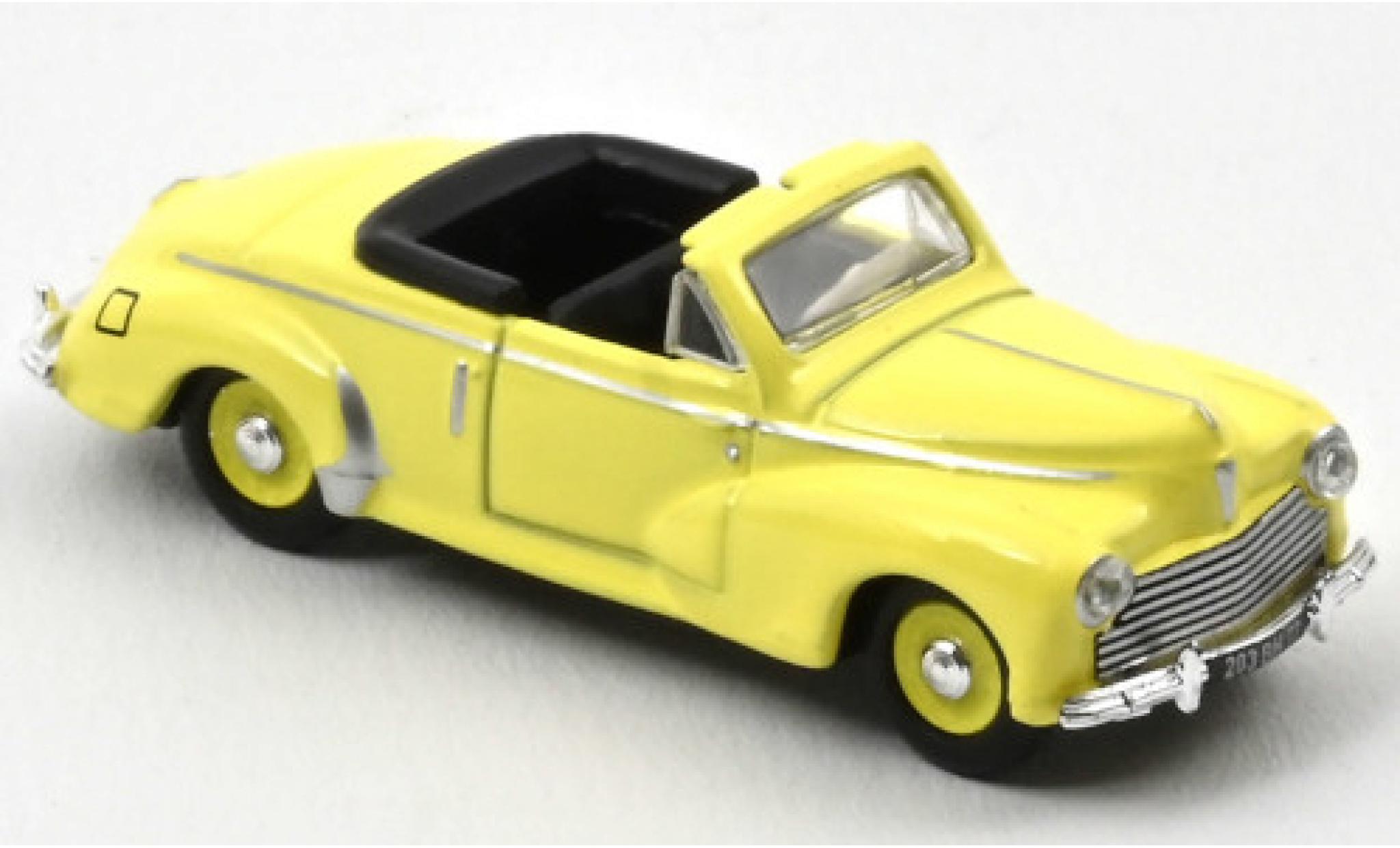 Peugeot 203 1/87 Norev Cabriolet giallo 1952 modellino in miniatura