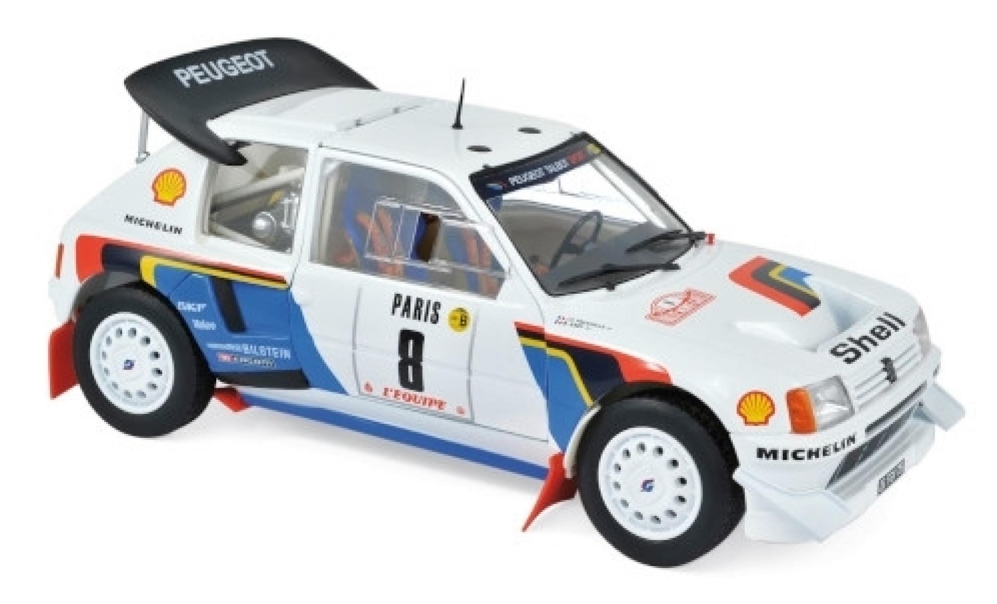 Peugeot 205 1/18 Norev T16 Evo No.8 Rallye WM Rallye Monte Carlo 1986 B.Saby/J-F.Fauchille modellino in miniatura