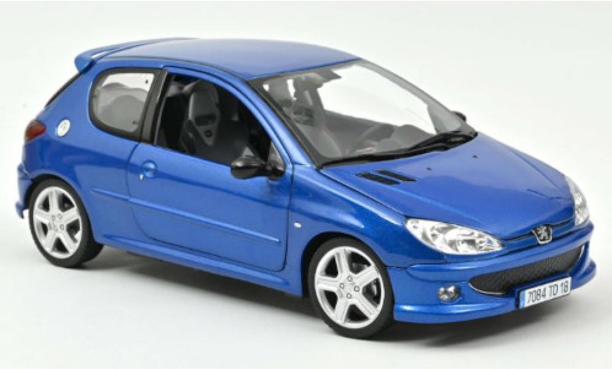 Peugeot 206 1/18 Norev RC metallico blu 2003 modellino in miniatura