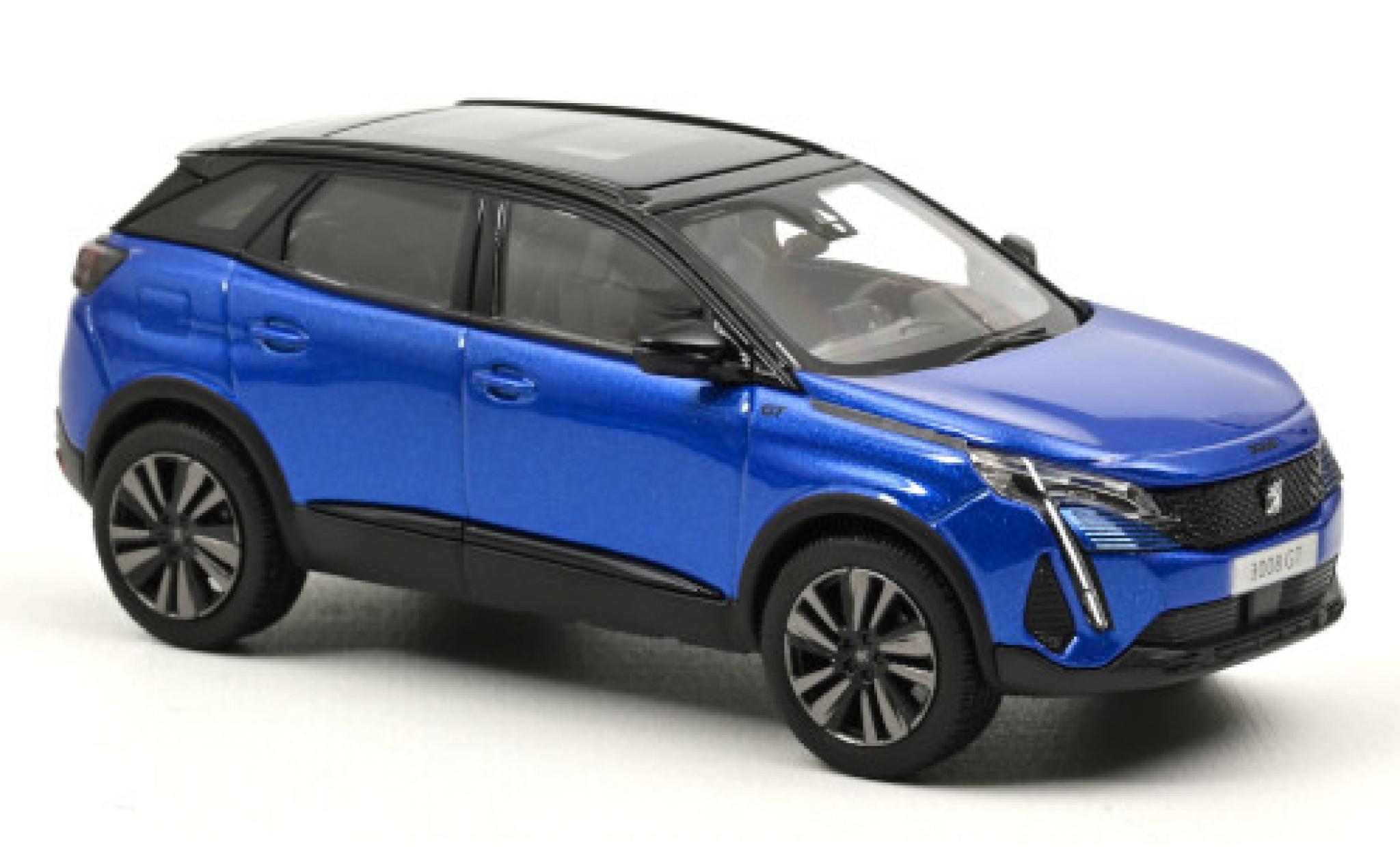 Peugeot 3008 1/43 Norev GT Black Pack metallico blu 2021 modellino in miniatura