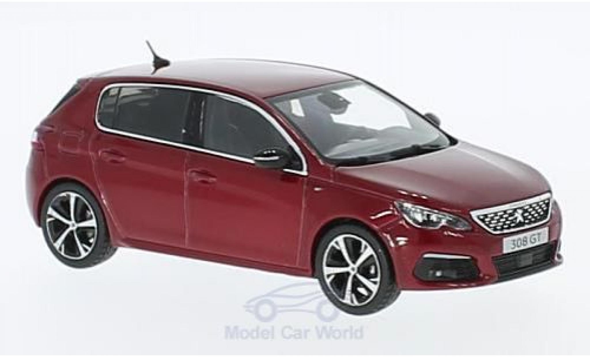 Peugeot 308 GT 1/43 Norev GT metallico rosso 2017 modellino in miniatura