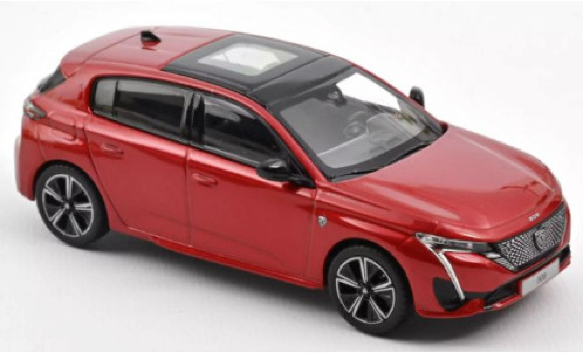 Peugeot 308 1/43 Norev GT metallico rosso 2021 modellino in miniatura