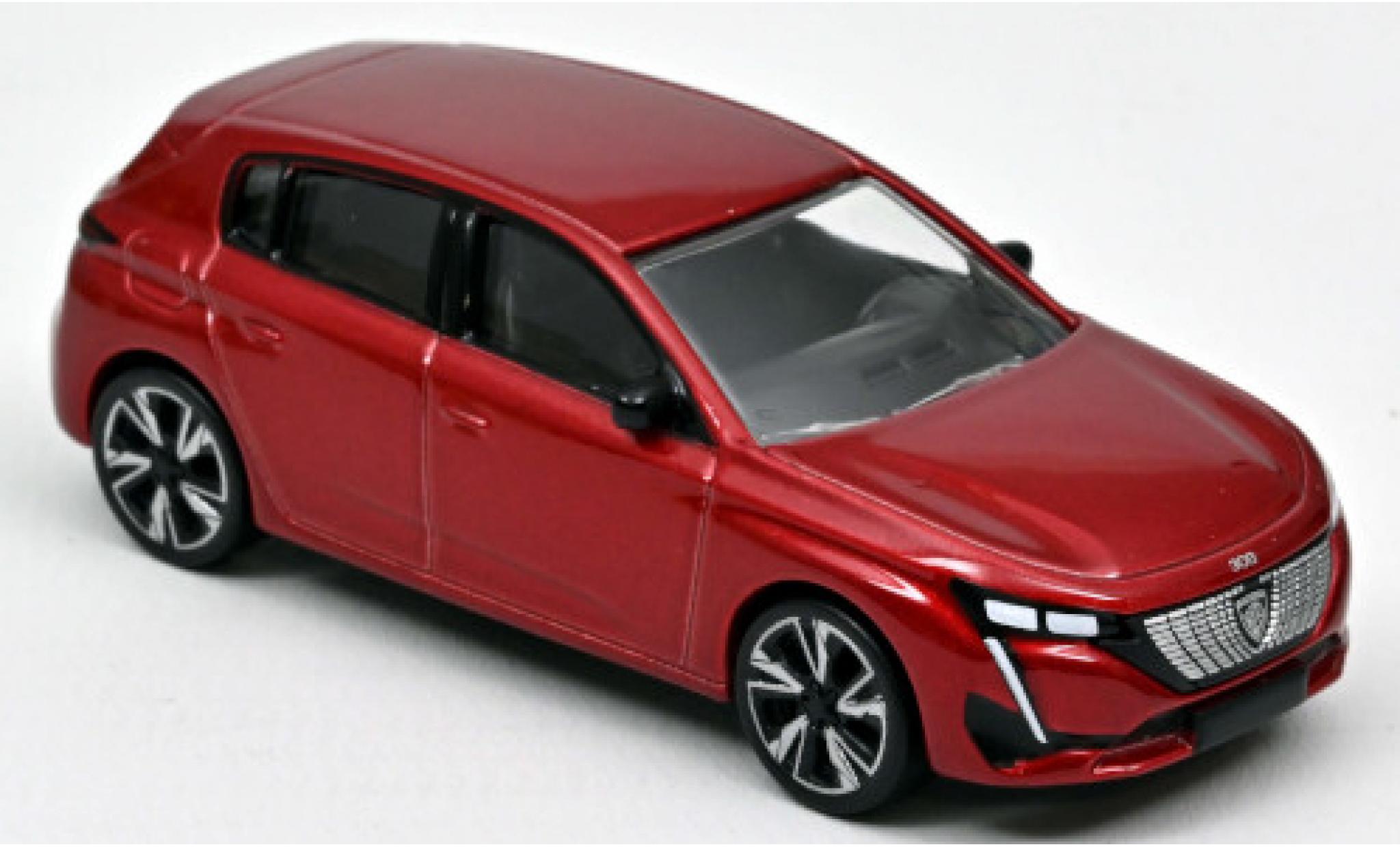 Peugeot 308 1/64 Norev metallico rosso 2021 modellino in miniatura