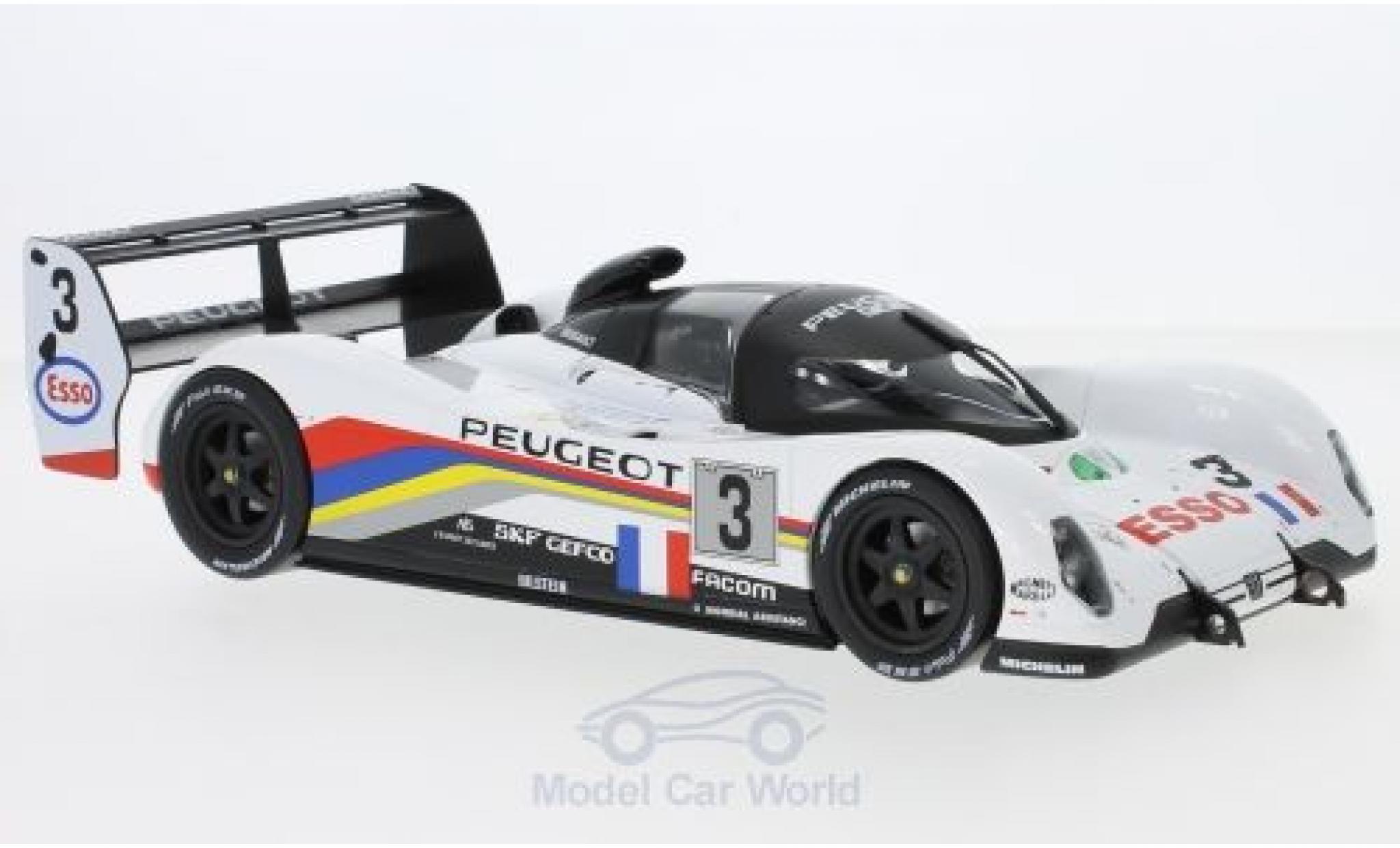 Peugeot 905 1/18 Norev No.3 24h Le Mans 1993 C.Bouchut/E.Helary/G.Brabham modellino in miniatura