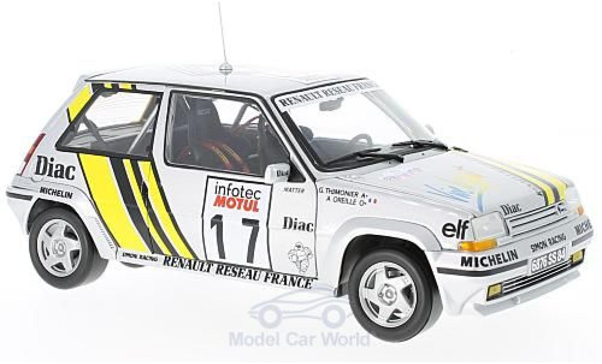 Renault 5 GT Turbo 1/18 Norev Supercinq GT Turbo No.17 Rallye WM Tour de Corse 1989 J.Ragnotti/G.Thimonier modellino in miniatura