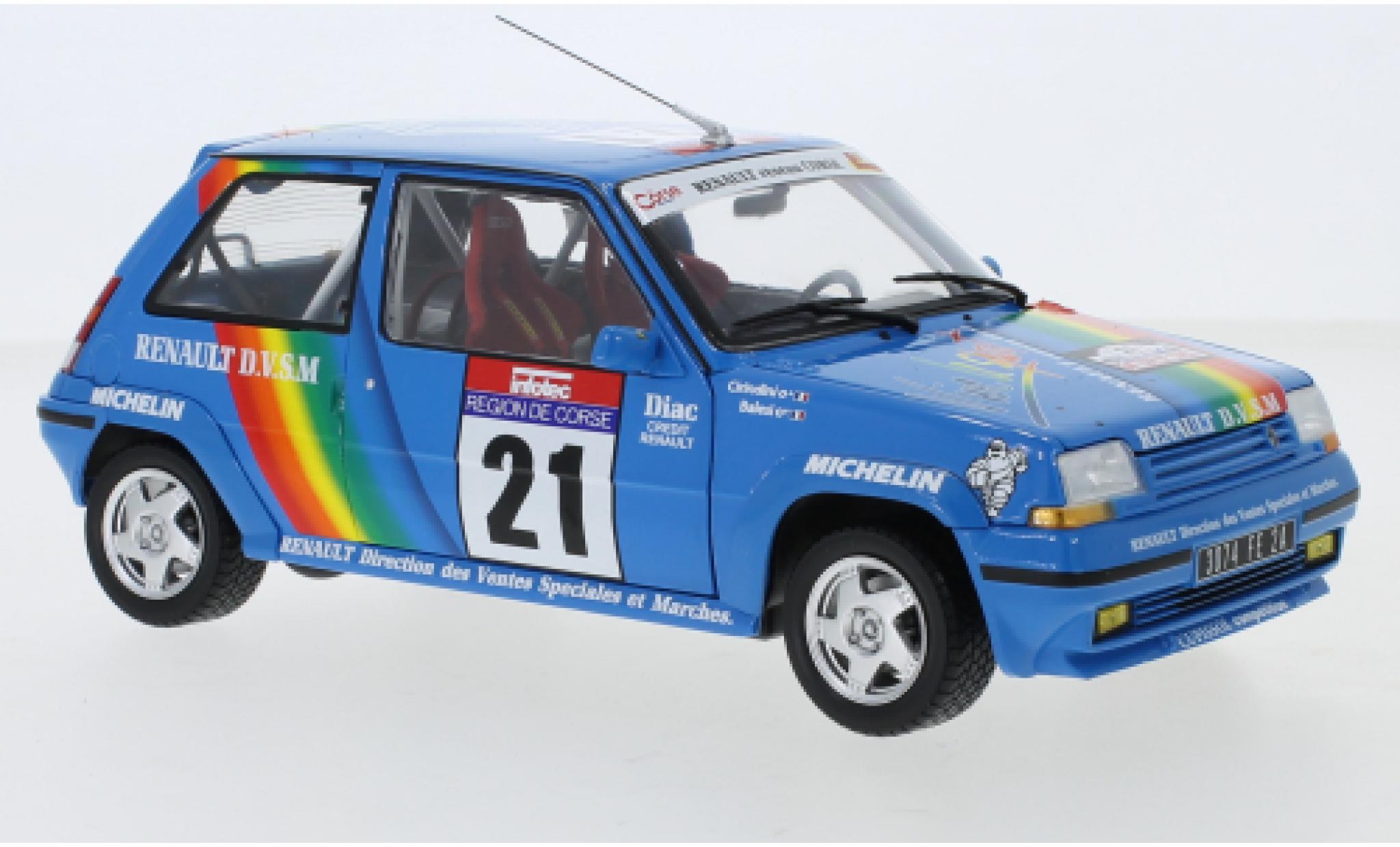 Renault 5 GT Turbo 1/18 Norev Supercinq GT Turbo No.21 Tour de Corse 1990 J-P.Cirindini/C.Balesi modellino in miniatura