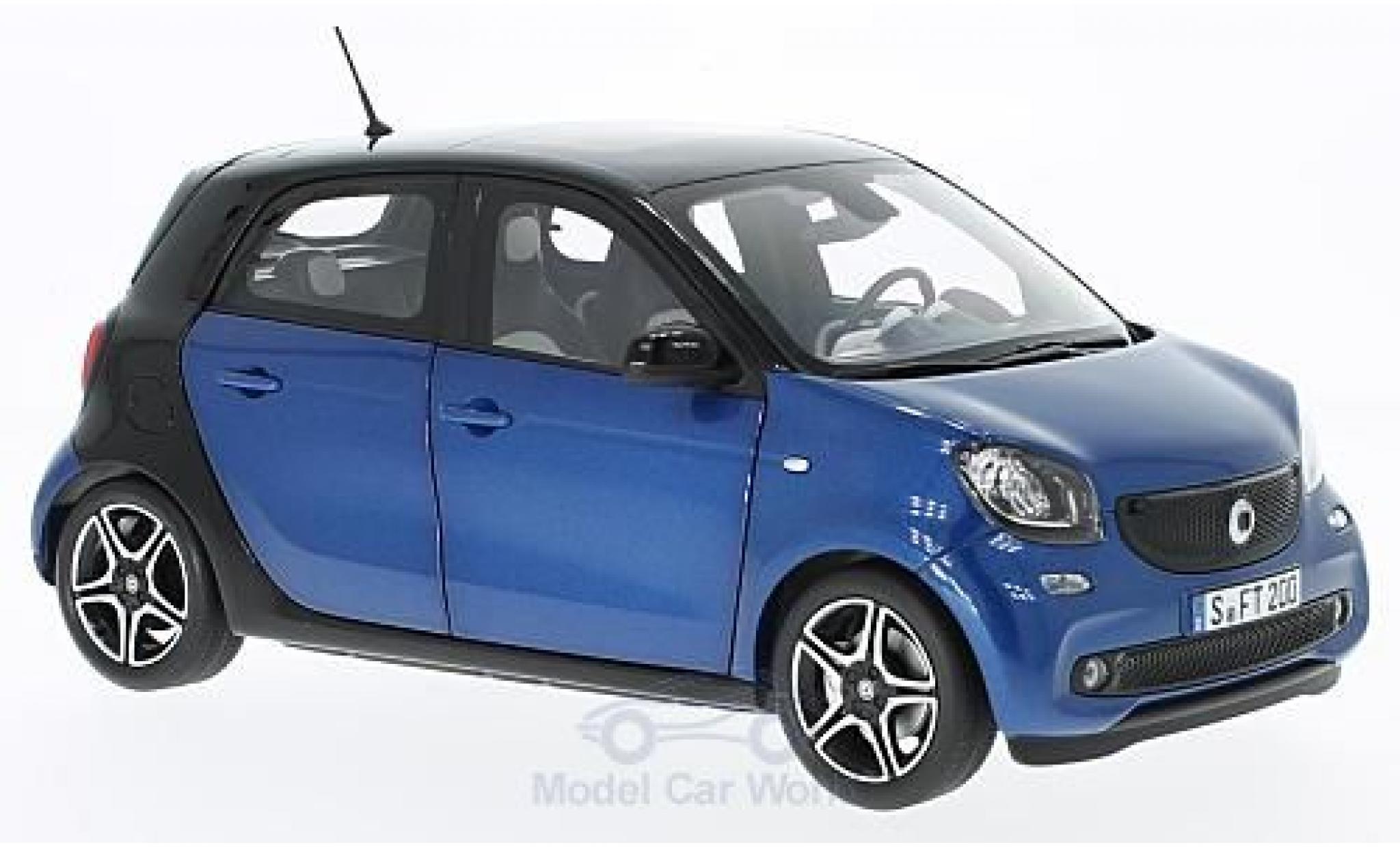 Smart ForFour 1/18 Norev forfour metallico blu/nero 2015 modellino in miniatura