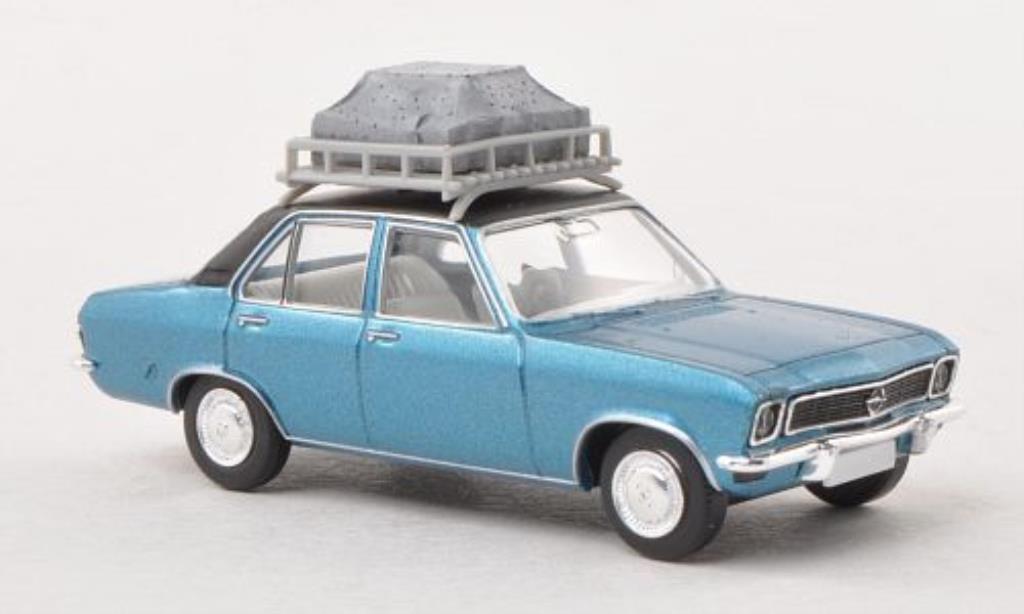 Opel Ascona A 1/87 Brekina A blu/matt-nero mit Dachgepack modellino in miniatura