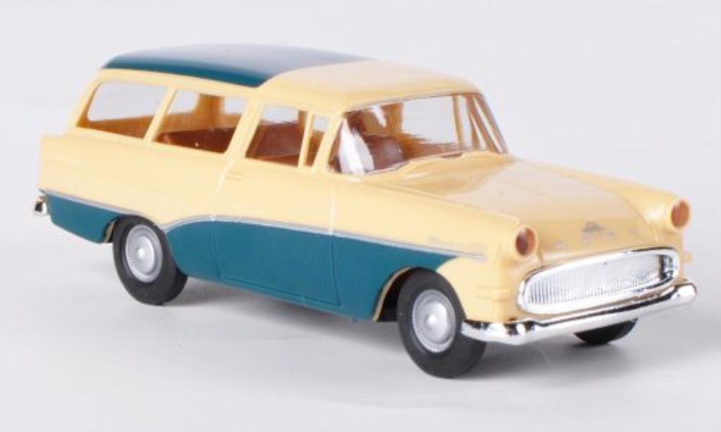 Opel Rekord 1/87 Brekina P1 Caravan beige/blu-grun modellino in miniatura
