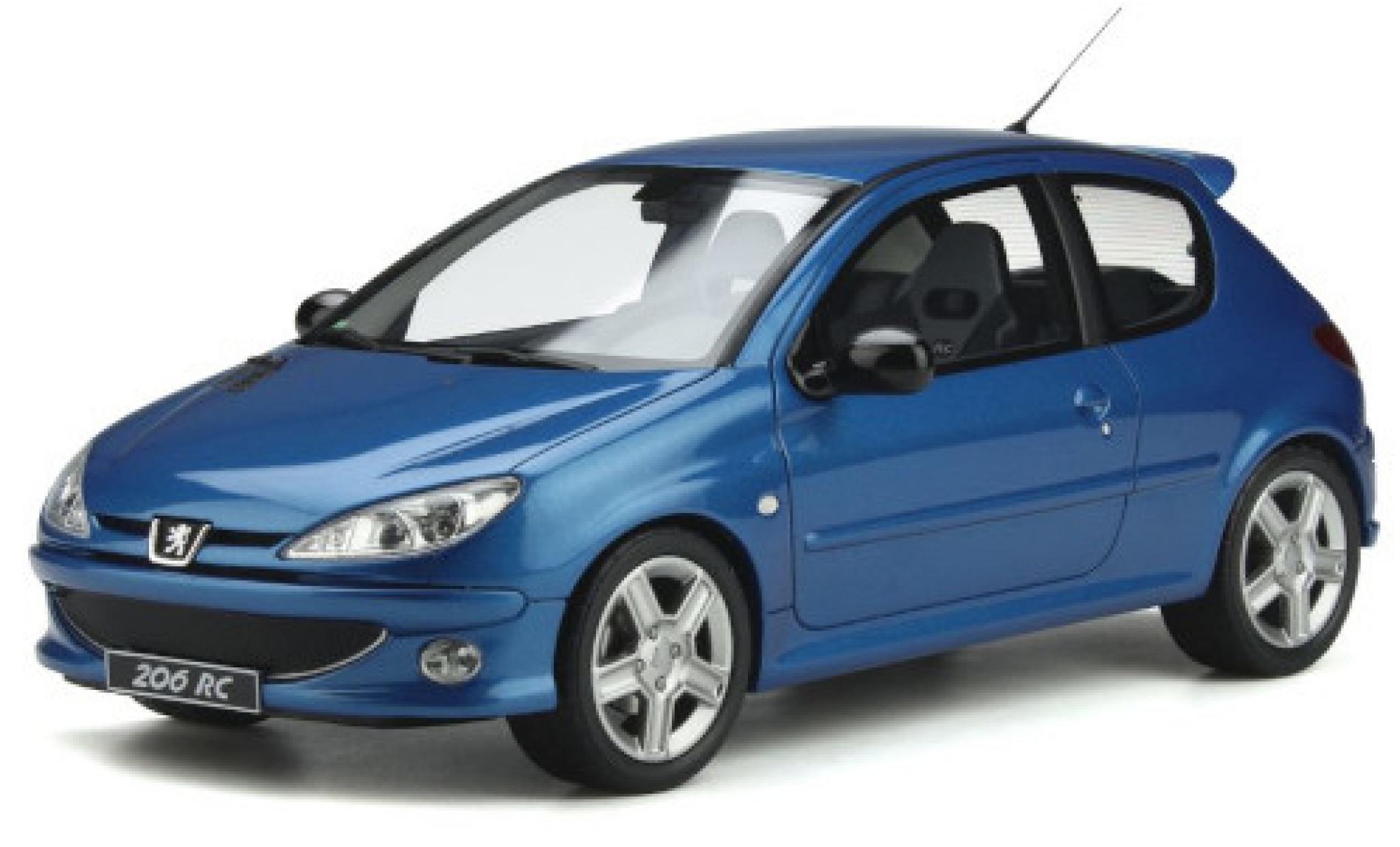 Peugeot 206 1/18 Ottomobile RC metallico blu 2003 modellino in miniatura