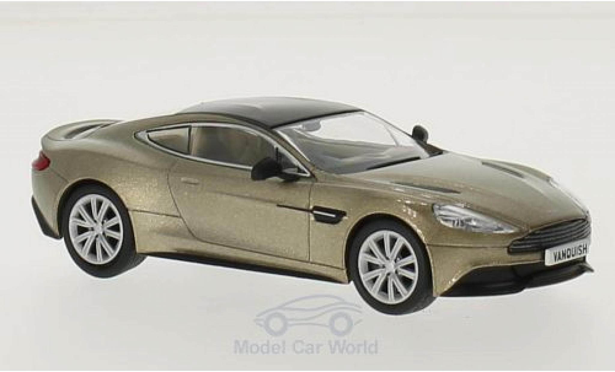 Aston Martin Vanquish 1/43 Oxford Coupe metallico beige/nero RHD modellino in miniatura