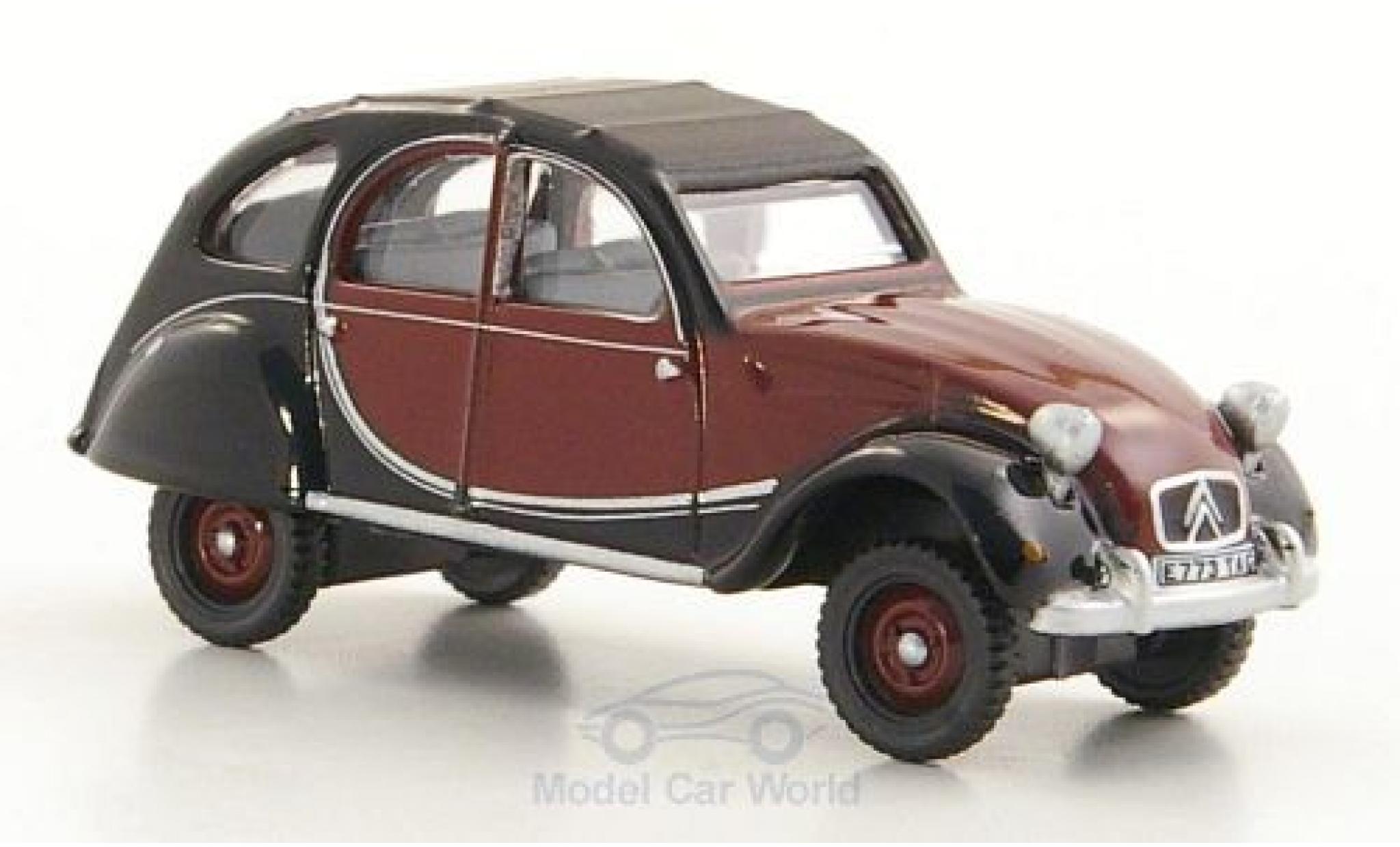 Citroen 2CV 1/76 Oxford Charleston rosso/nero RHD 1963 modellino in miniatura