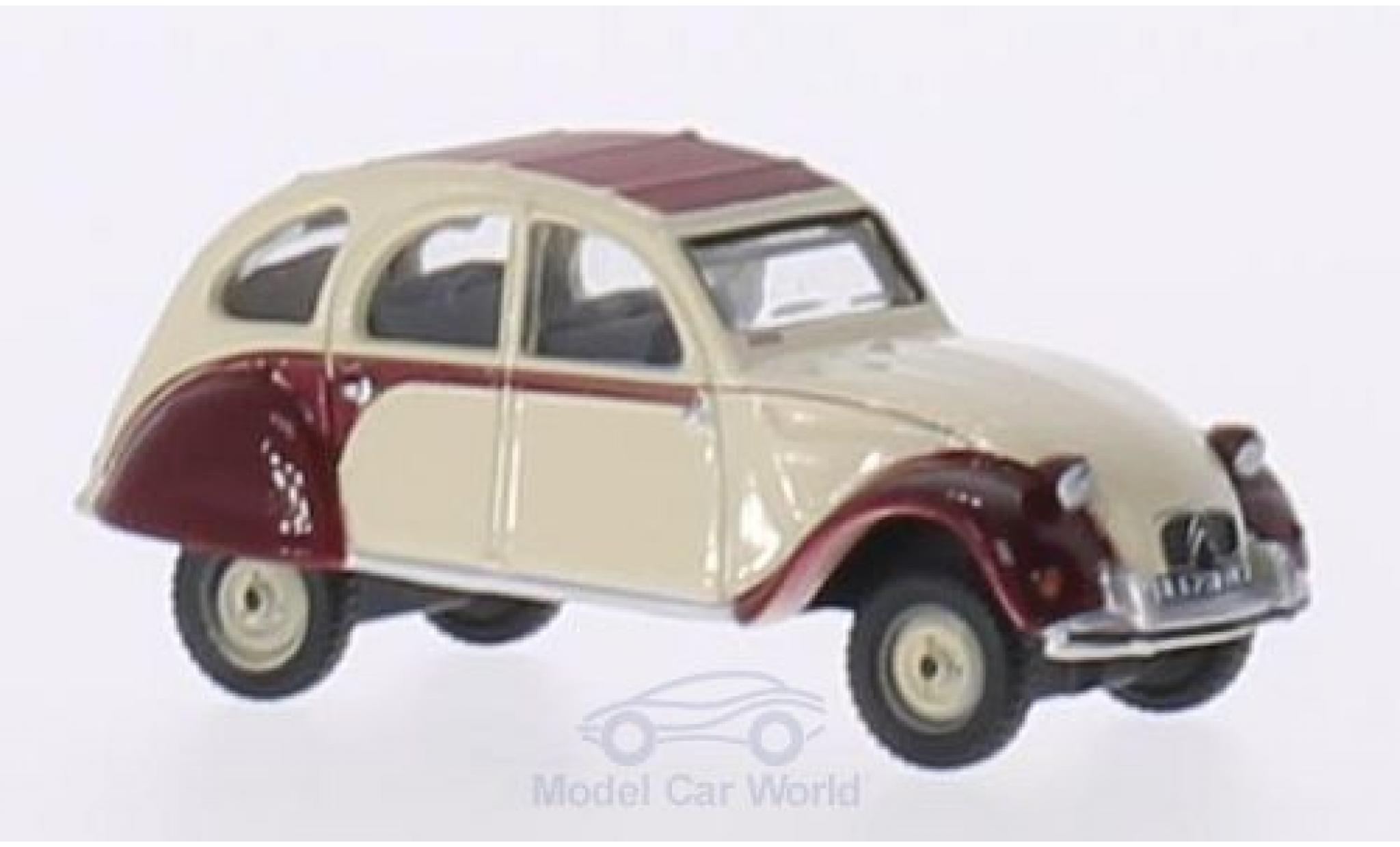 Citroen 2CV 1/76 Oxford Dolly rosso/beige RHD modellino in miniatura