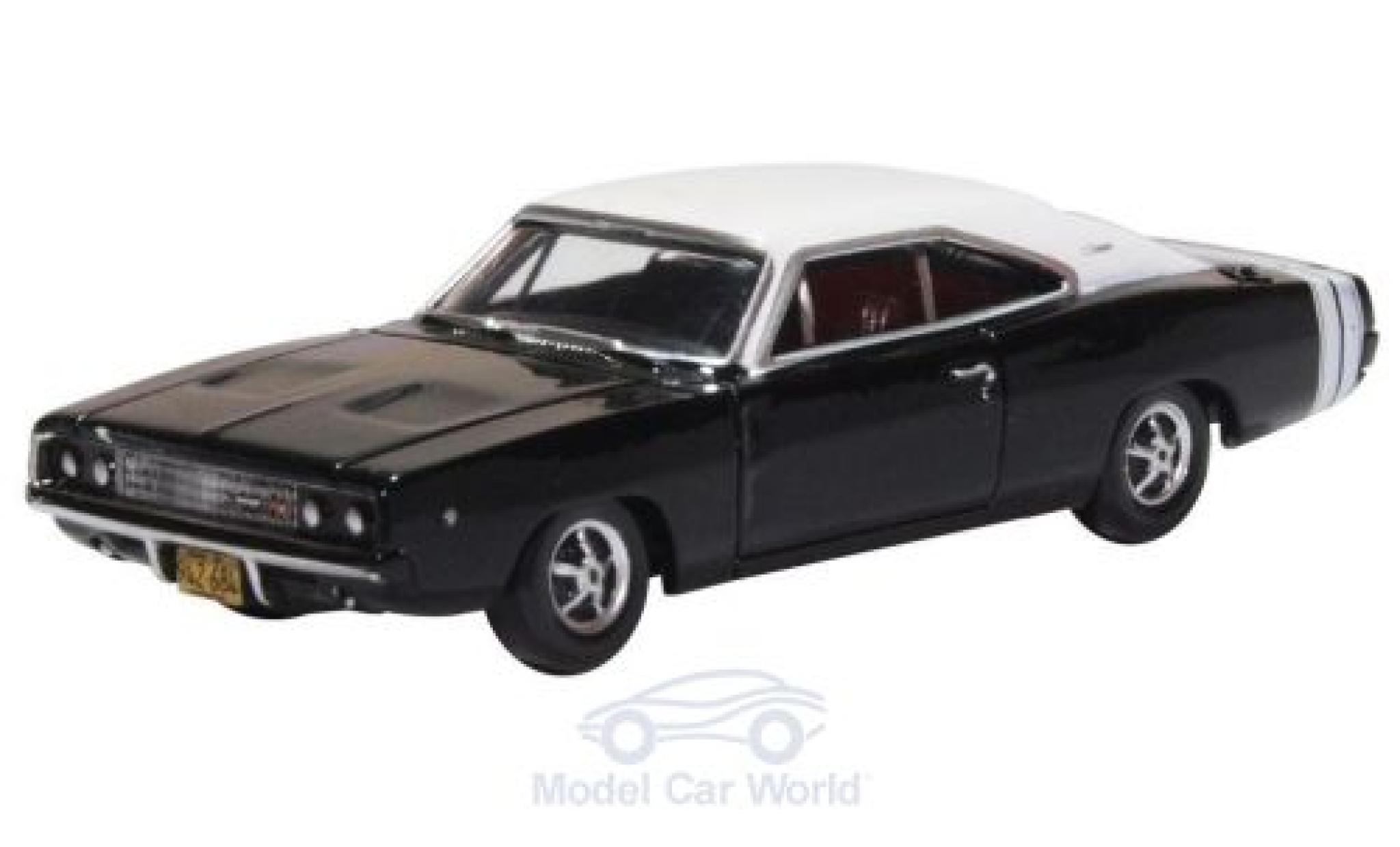 Dodge Charger 1/87 Oxford nero/bianco 1968 modellino in miniatura