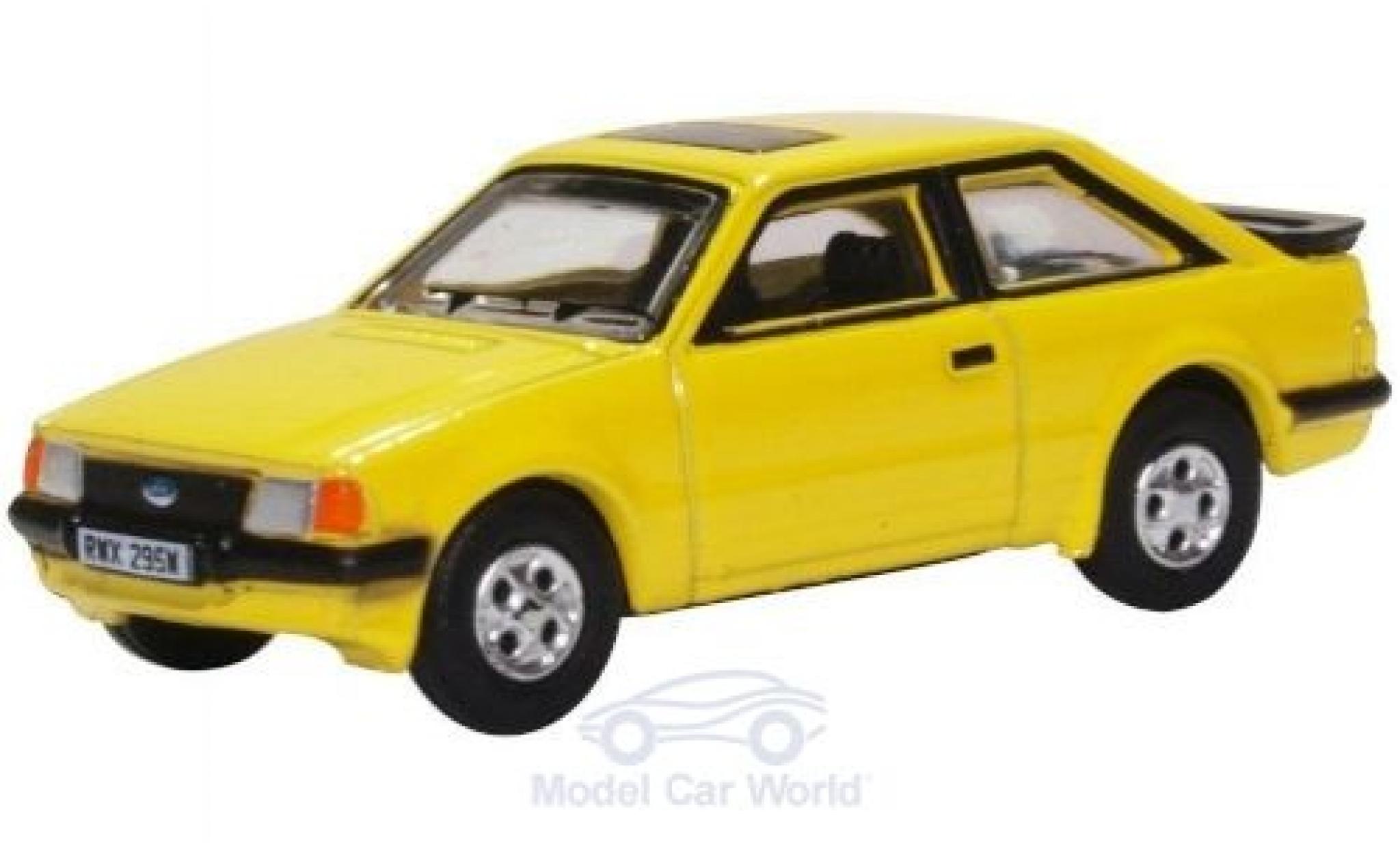 Ford Escort 1/76 Oxford MK III XR3i giallo 1981 modellino in miniatura