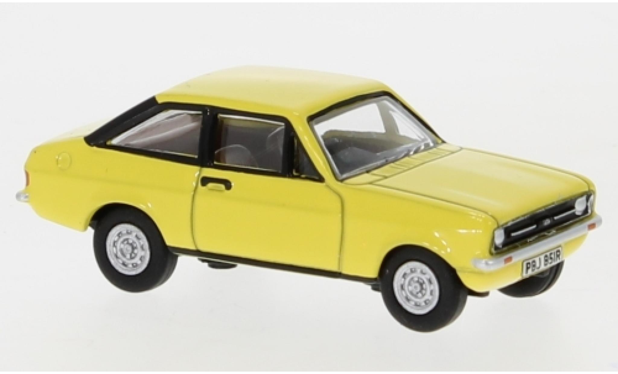 Ford Escort 1/76 Oxford Mk2 giallo RHD modellino in miniatura